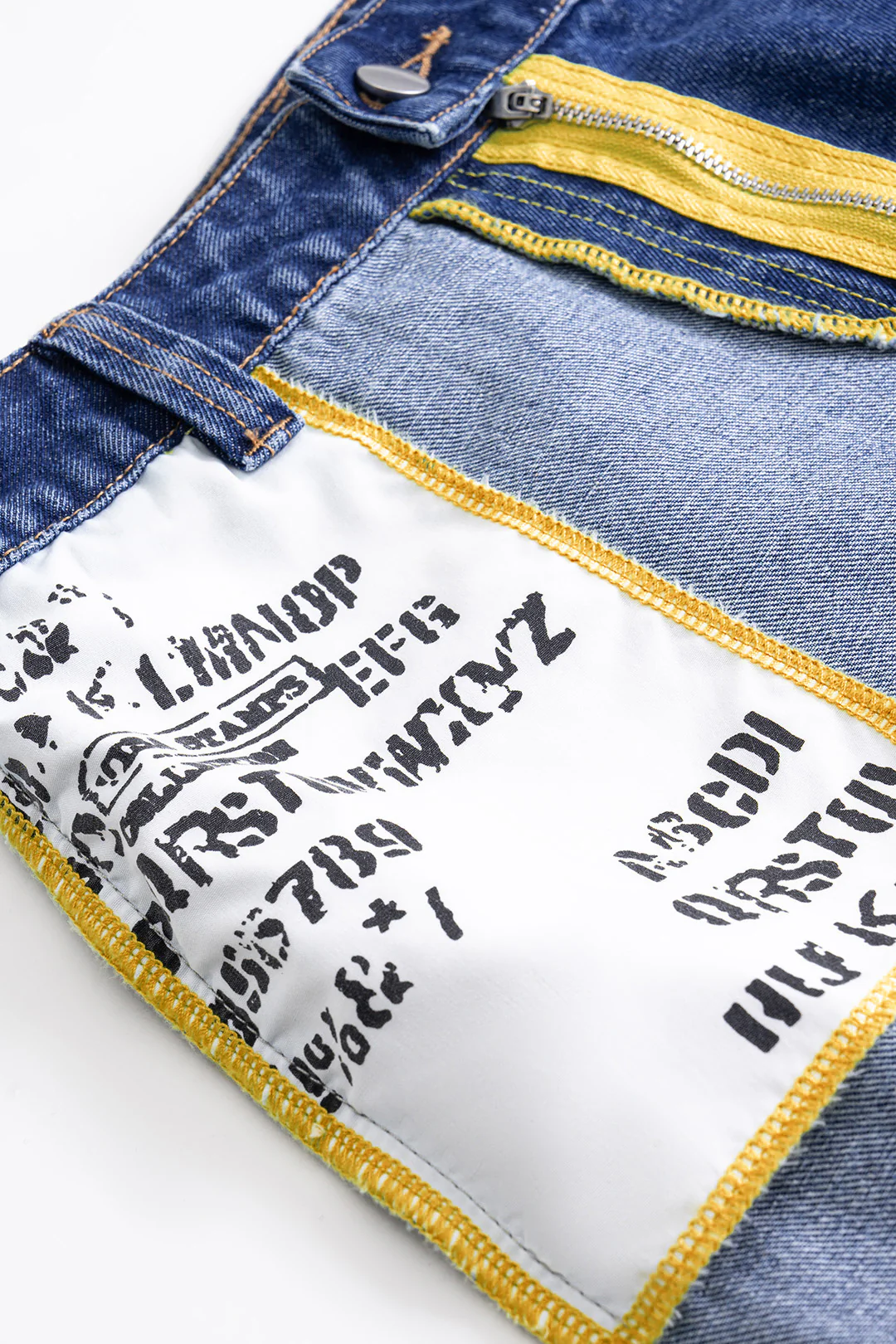 Contrast Denim Patchwork Skirt - Image 3