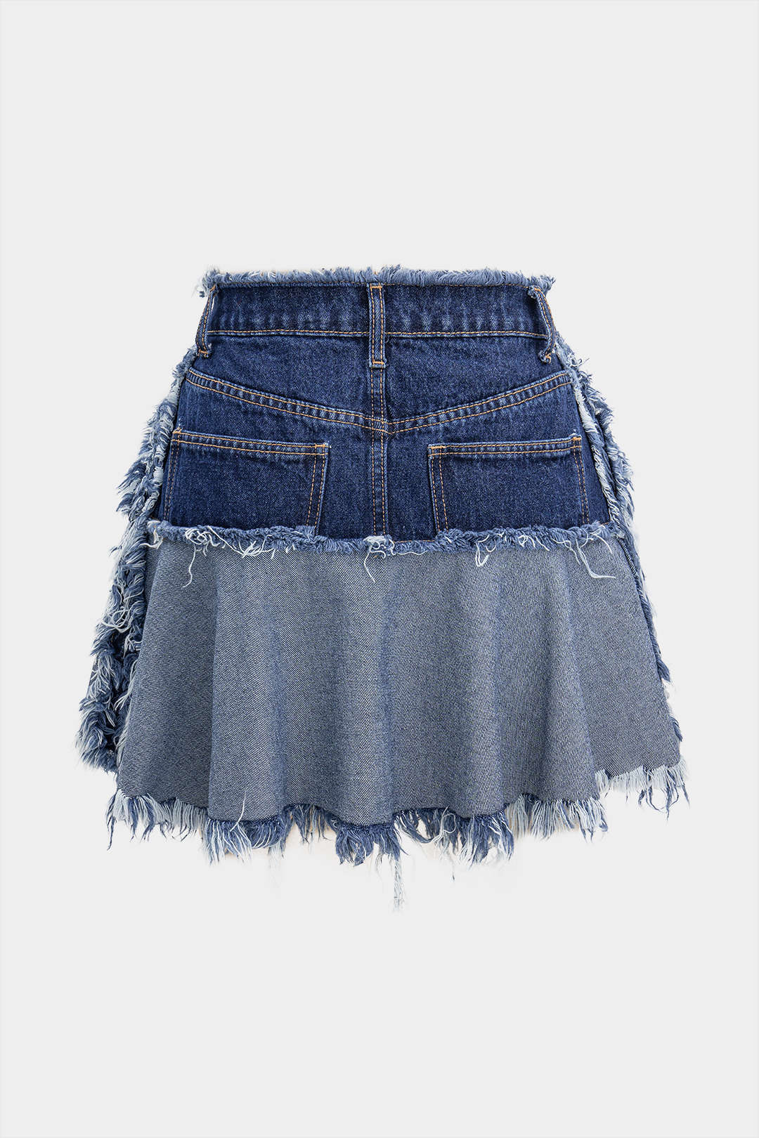 Denim Ripped Frayed Skirt - Image 2