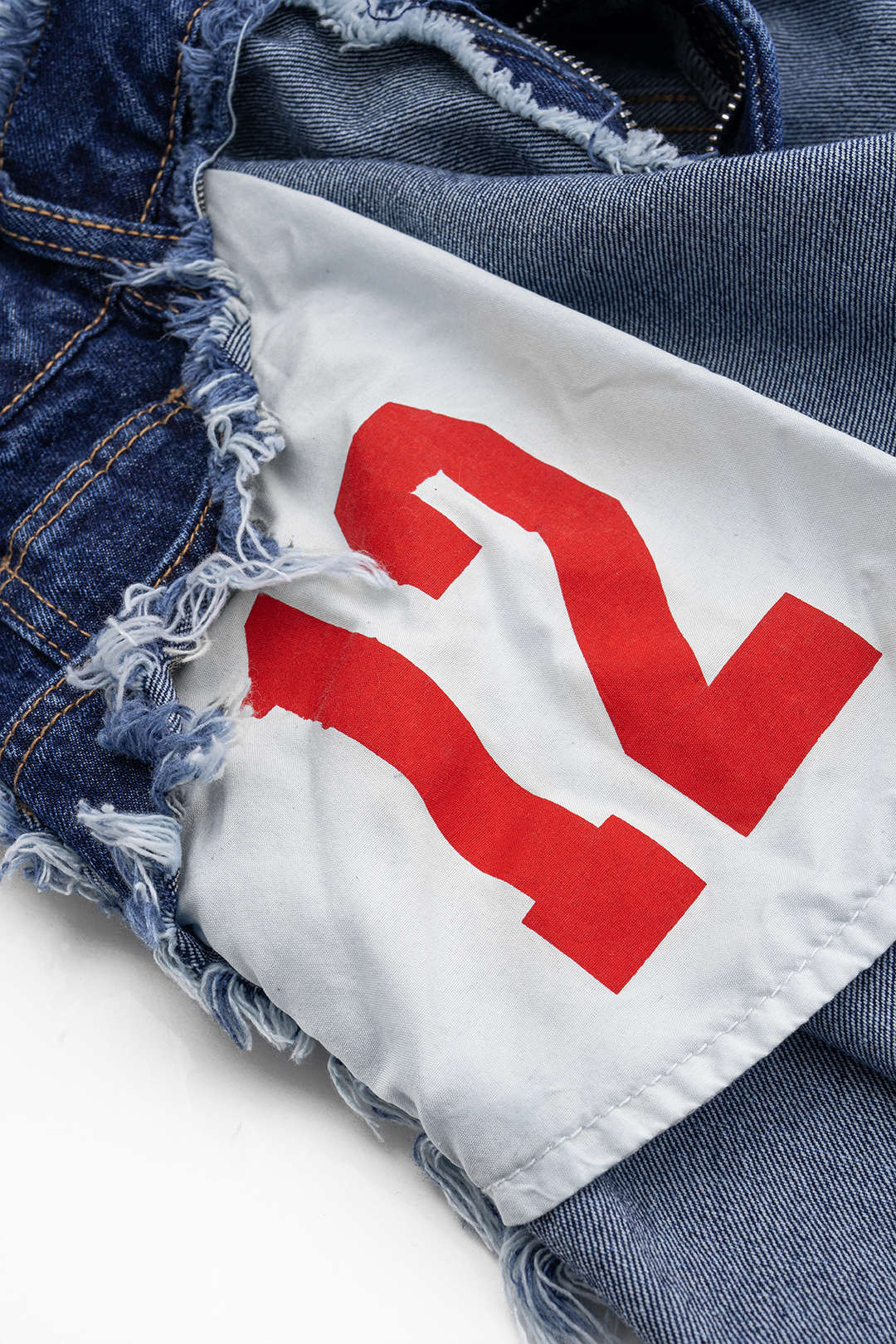 Denim Ripped Frayed Skirt - Image 4
