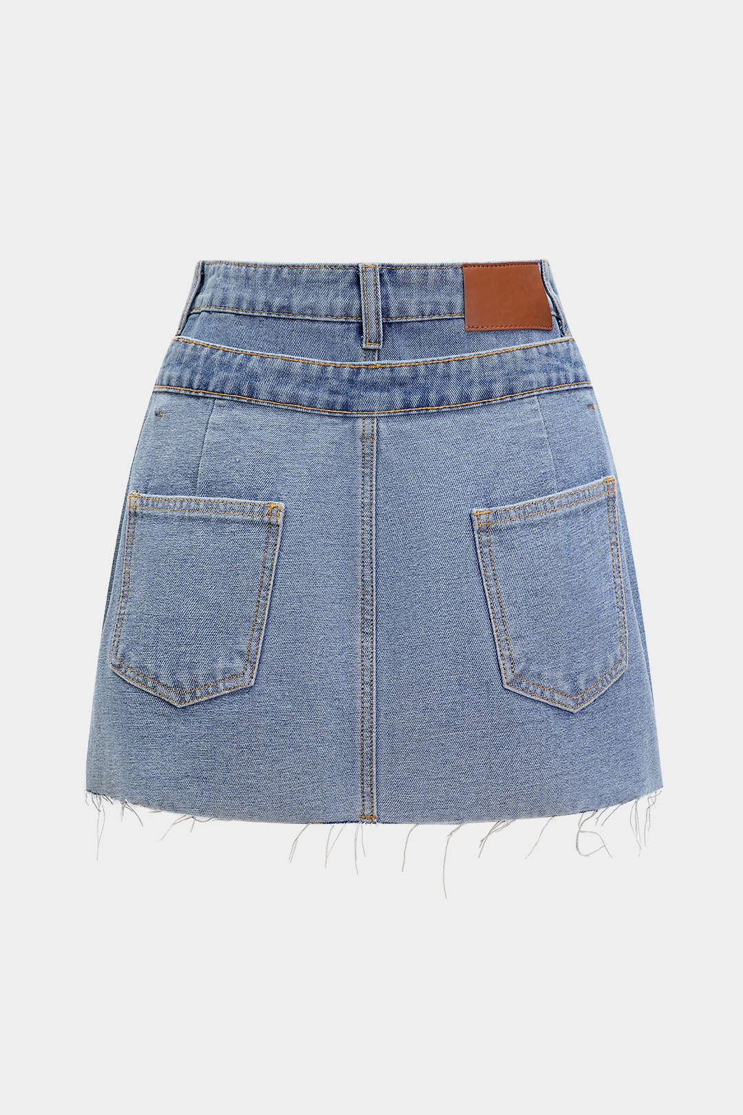Denim Double Waistband Mini Skirt - Image 2