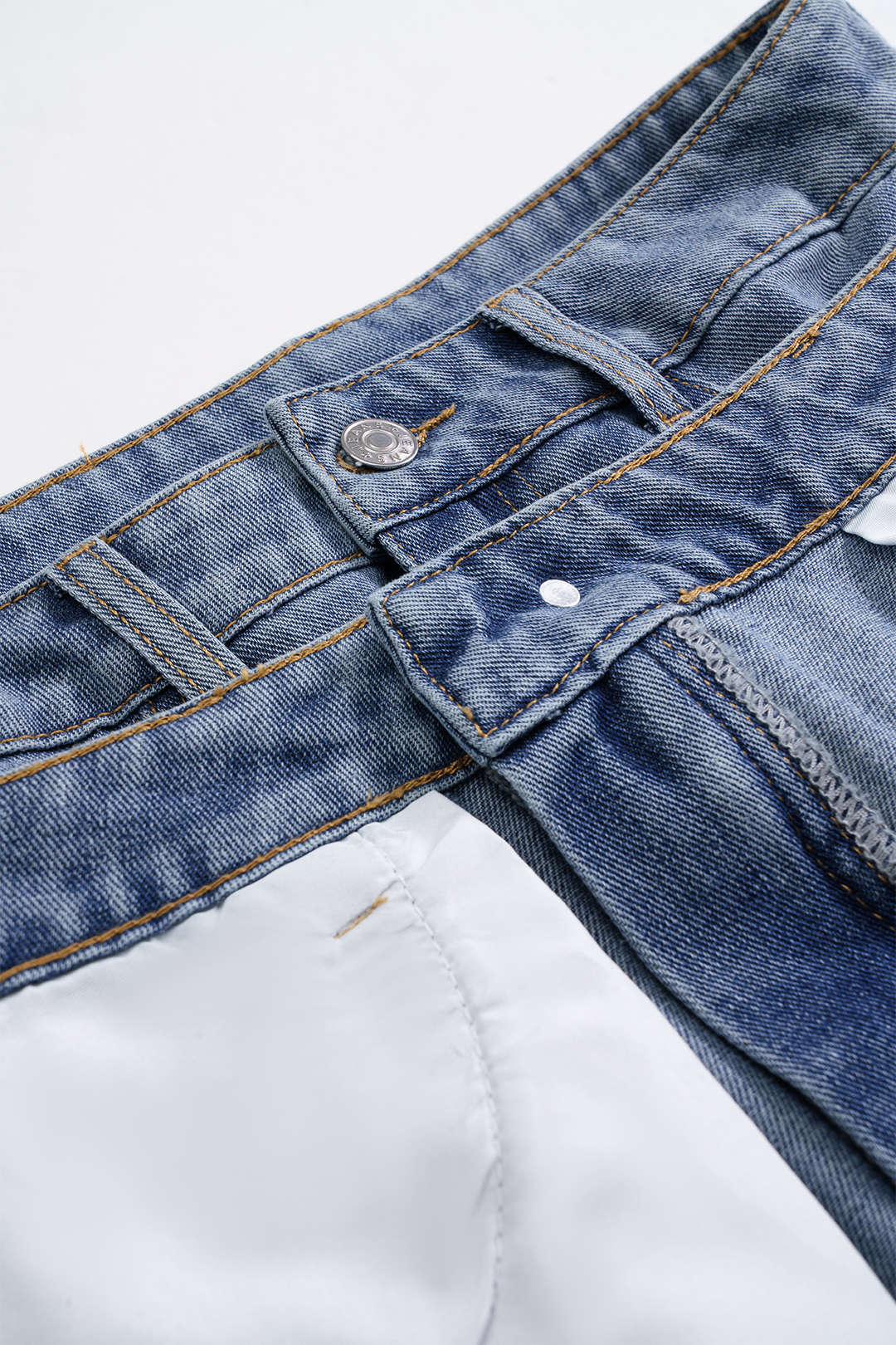 Denim Double Waistband Mini Skirt - Image 3