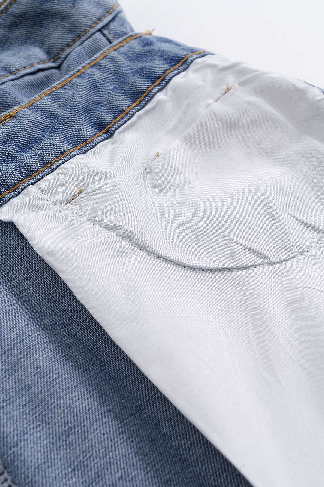 Denim Double Waistband Mini Skirt - Image 4