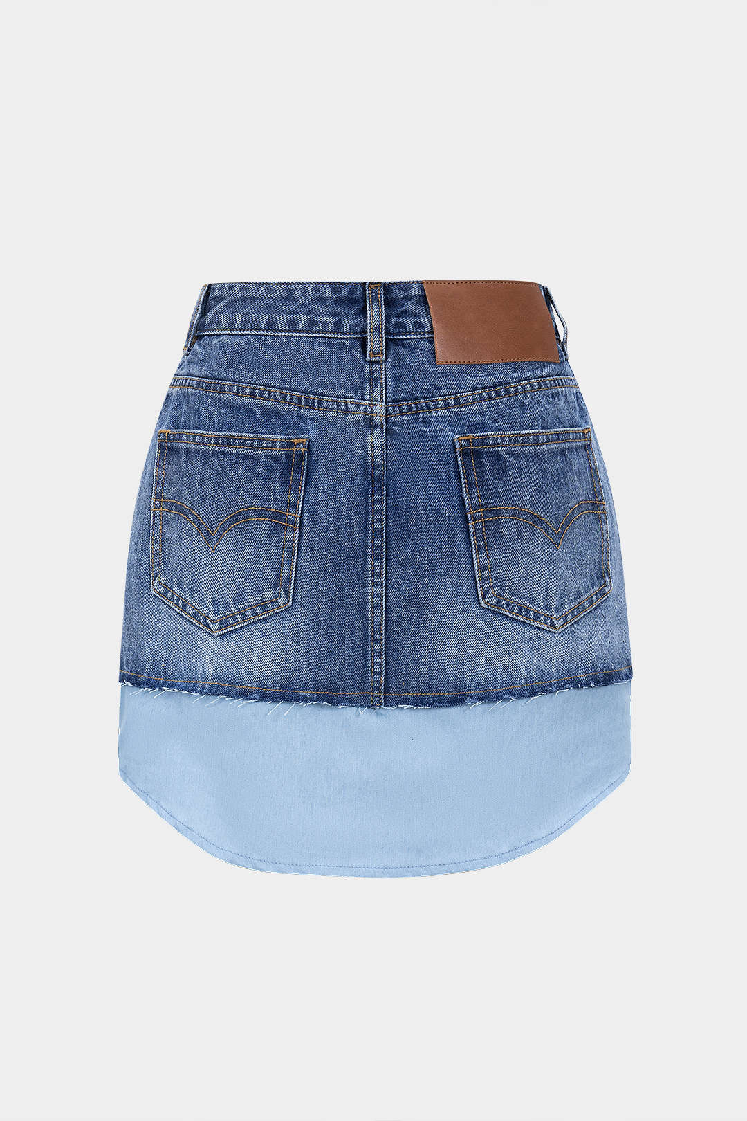 Denim Buttons Washed Ripped Patchwork Skirt - Image 2