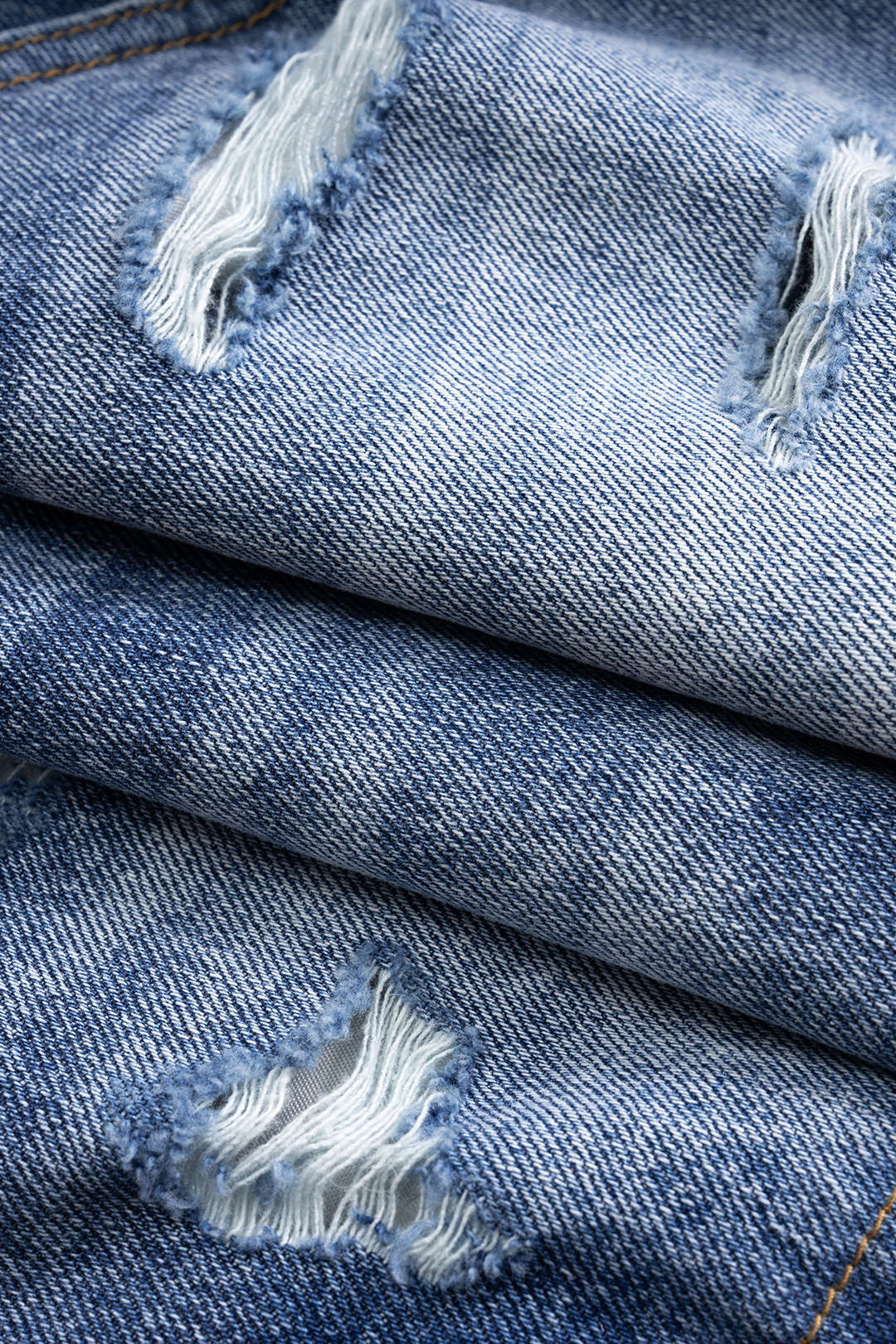 Denim Buttons Washed Ripped Patchwork Skirt - Image 3