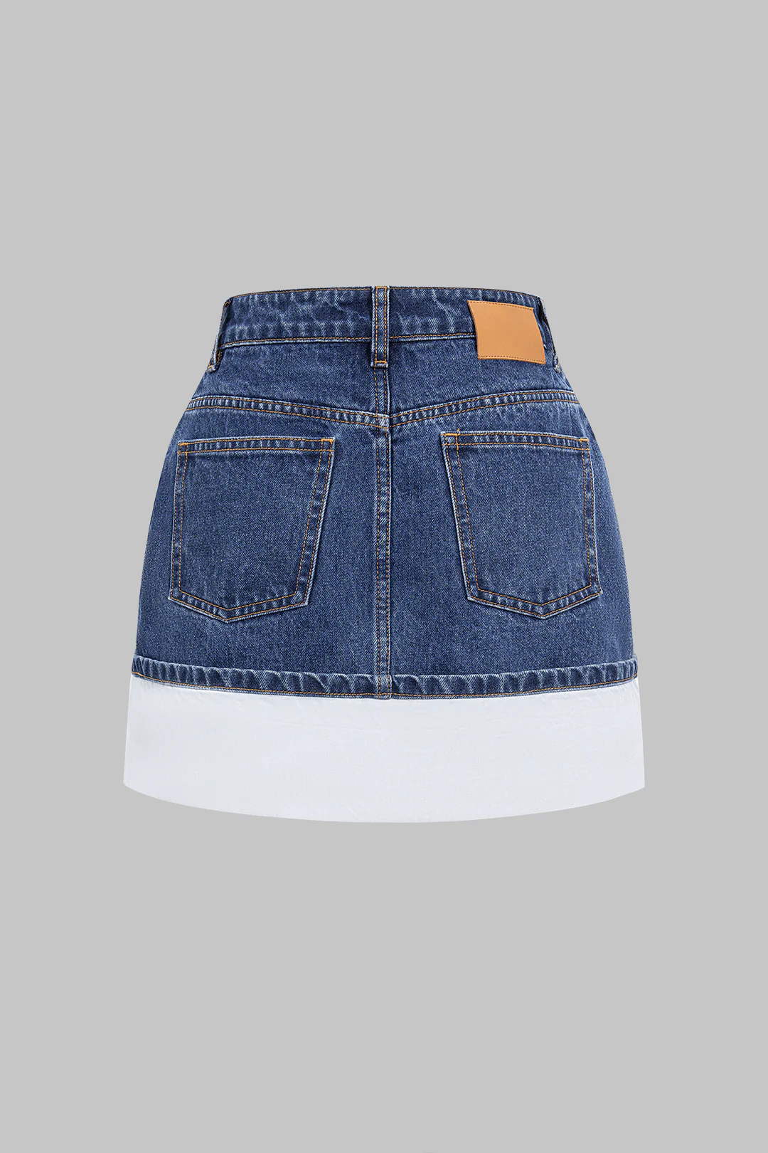Denim Asymmetrical Patchwork Zipper Skirt - Image 2
