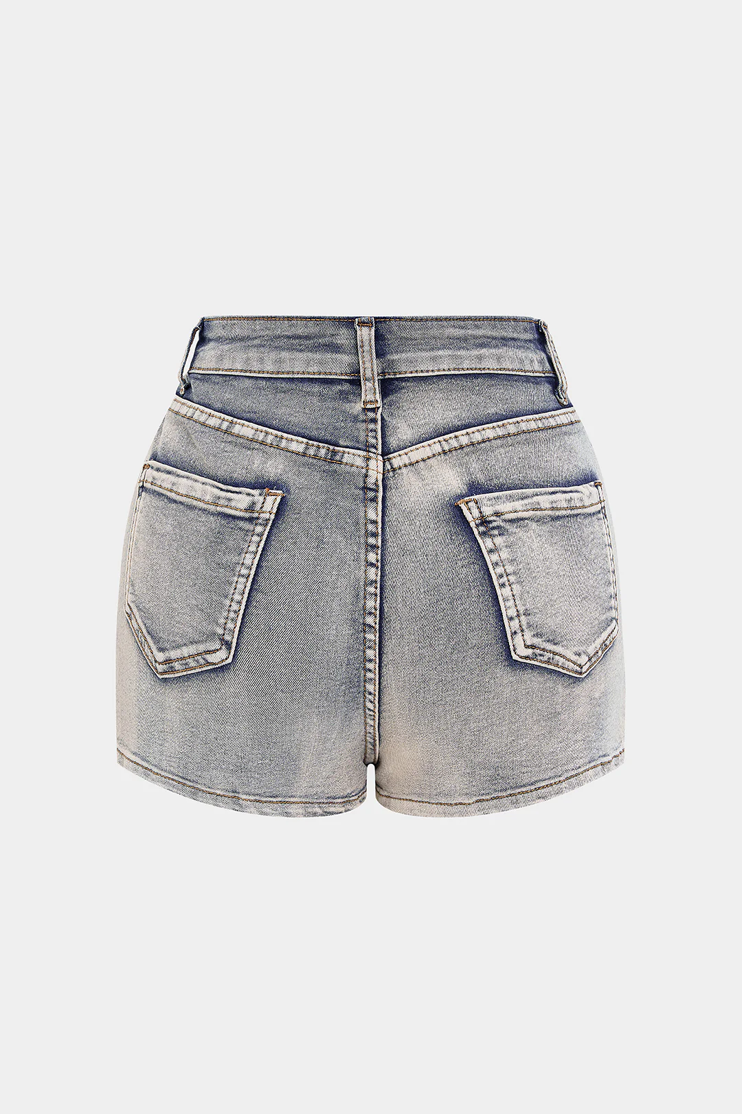 Denim Zipper Patchwork Washed Skirt - Image 2