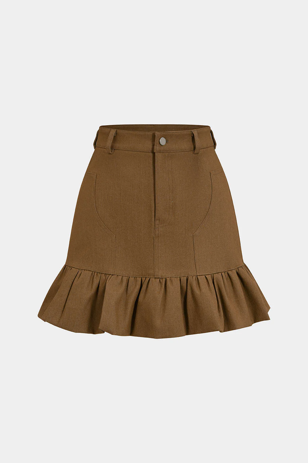Denim High Waist Ruched Hem Skirt