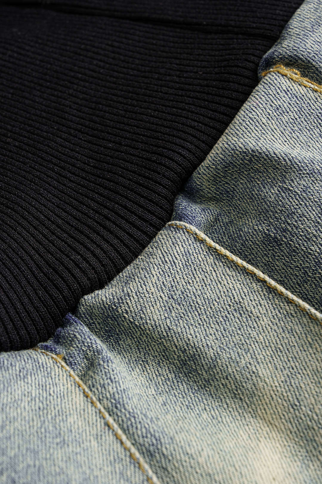 Denim Patchwork Zipper Mini Skirt - Image 4