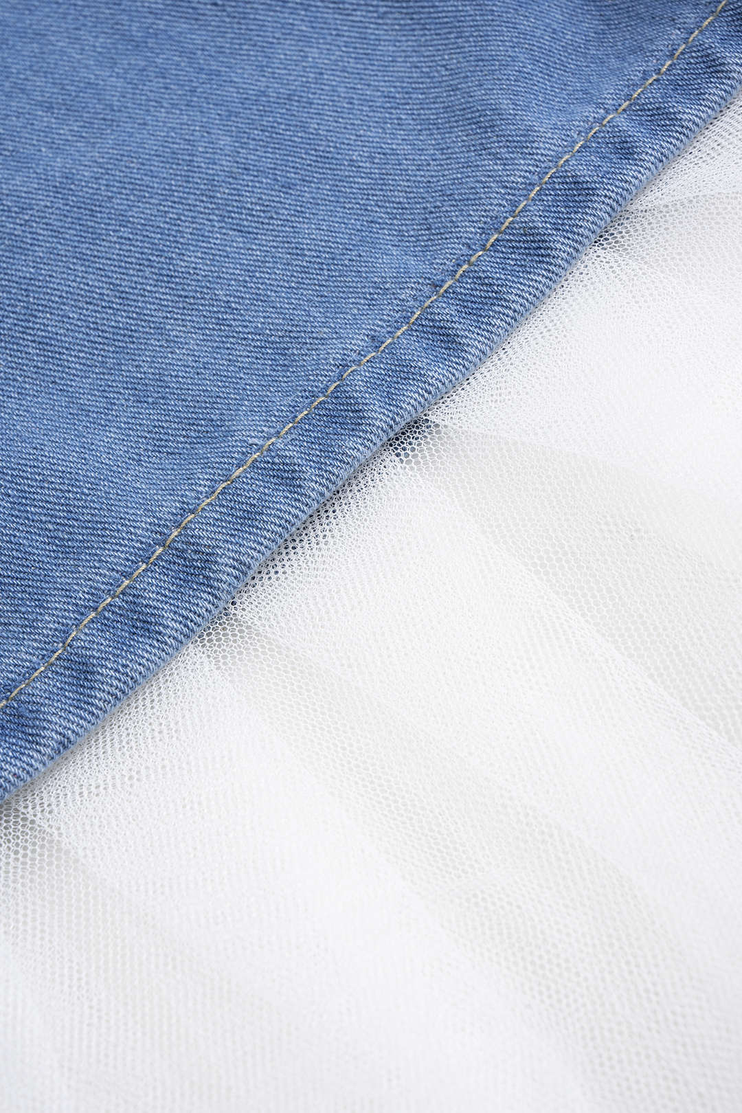 Denim Asymmetrical Patchwork High Waist Skirt - Image 4