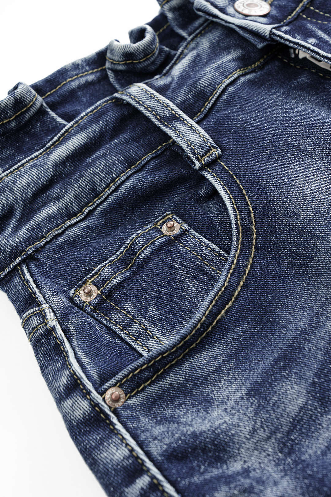 Denim Ruffle Asymmetrical Frayed Skirt - Image 3