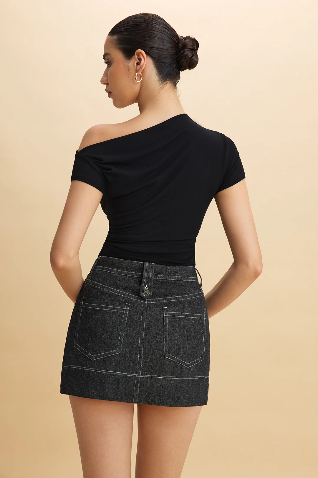 Denim Button Mini Skirt - Image 3