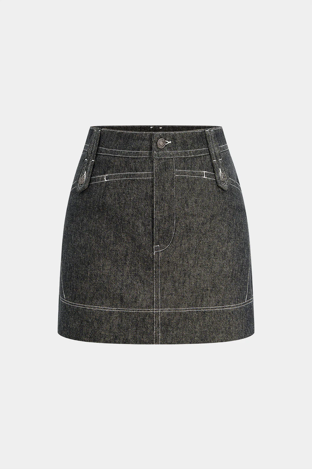 Denim Button Mini Skirt - Image 5