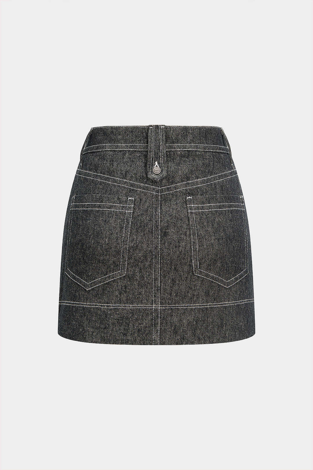 Denim Button Mini Skirt - Image 6