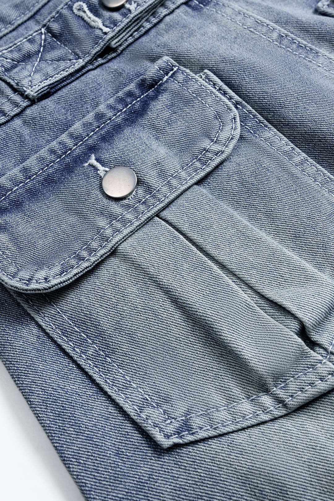 Denim High Waist Belted Frayed Skirt - Image 3