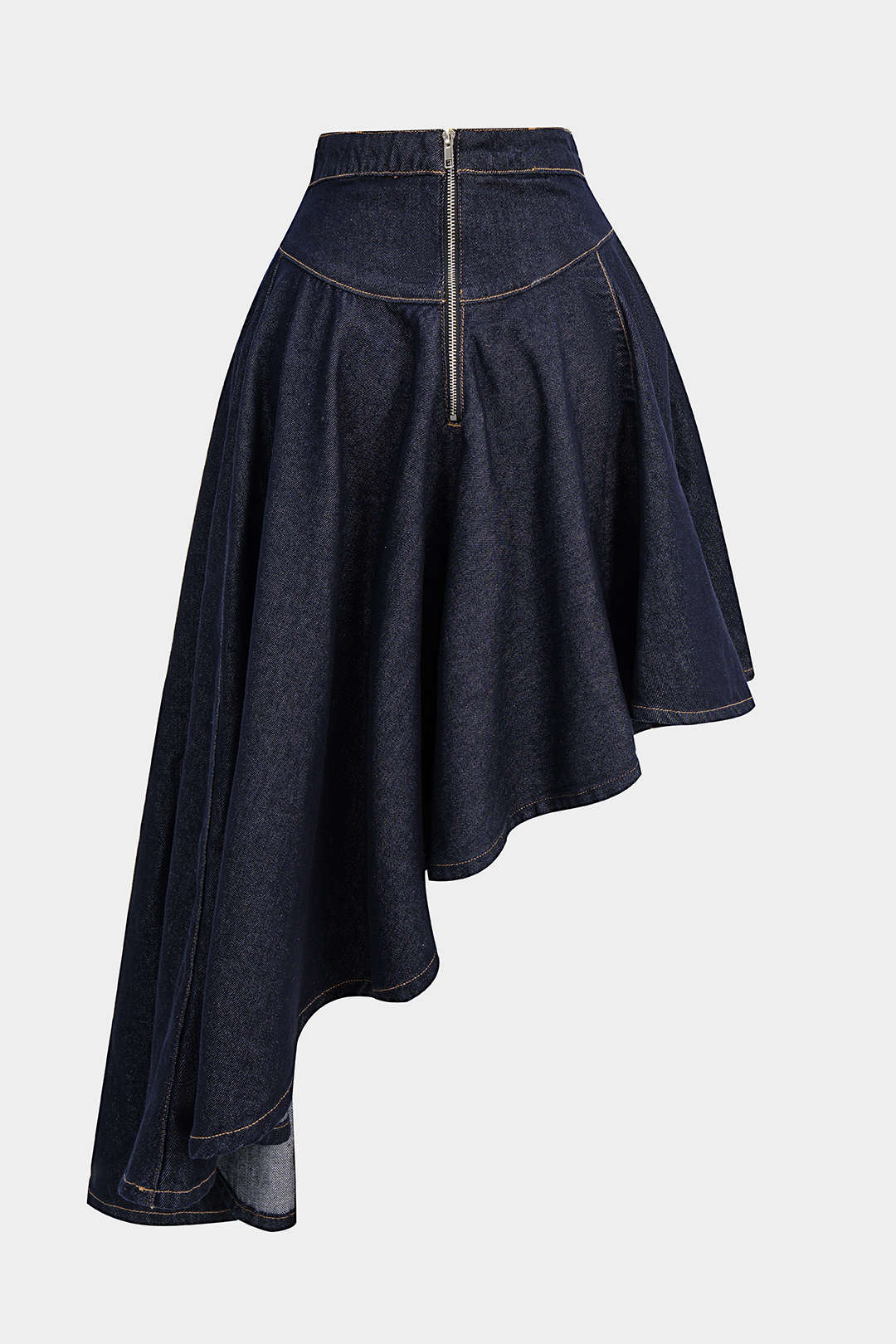 Denim Contrast Binding Ruffle Skirt - Image 2