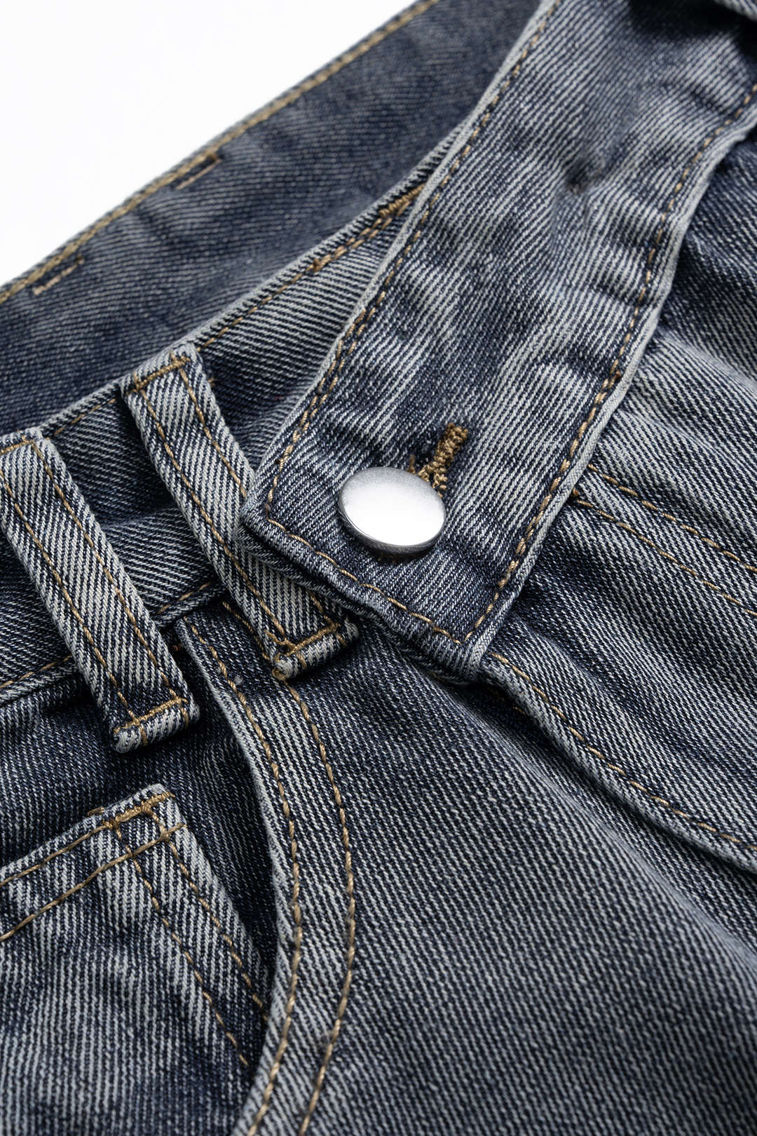Denim Plaid Print Patchwork Frayed High Waist Skirt - Image 3