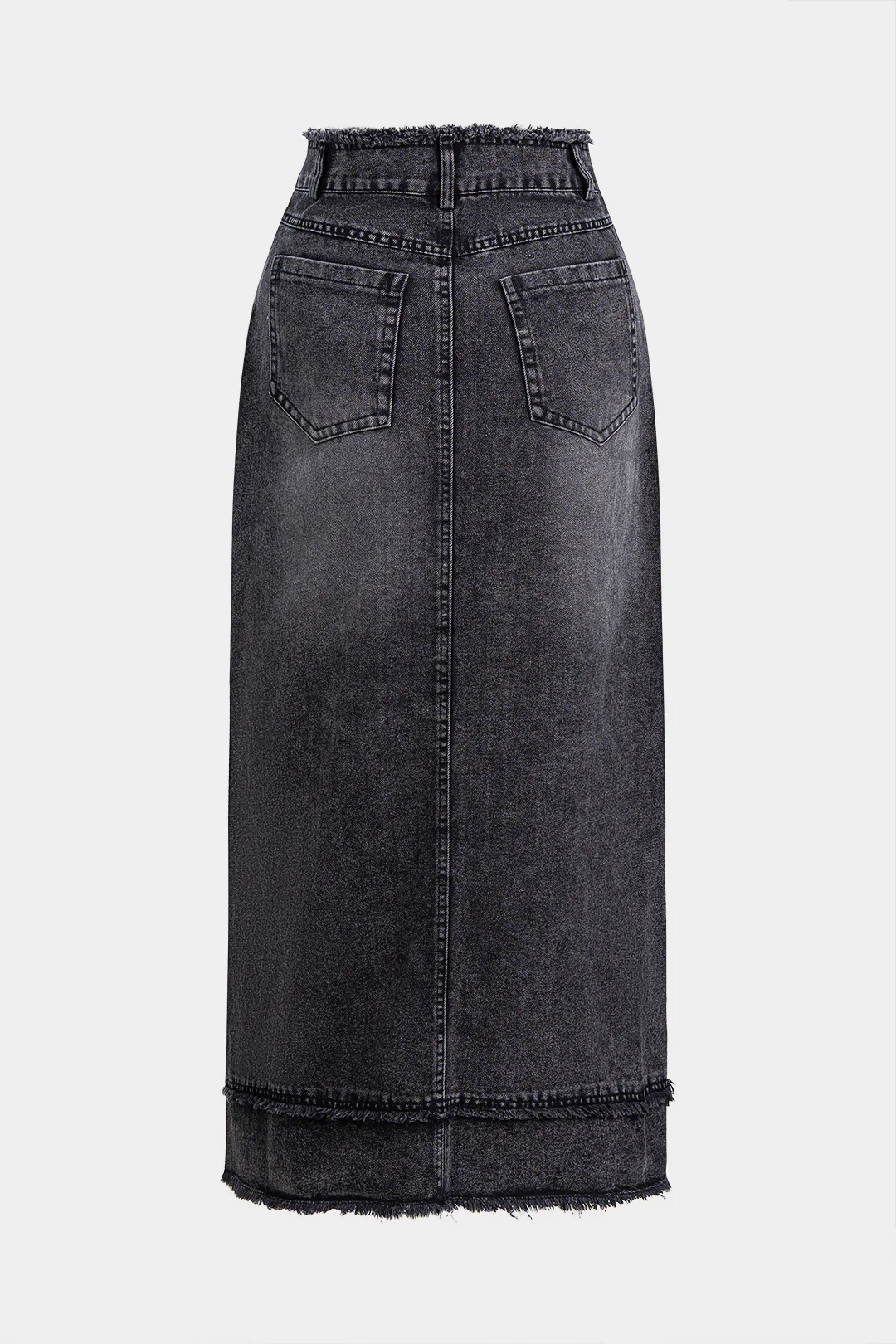 Denim Rhinestone Frayed Skirt - Image 2