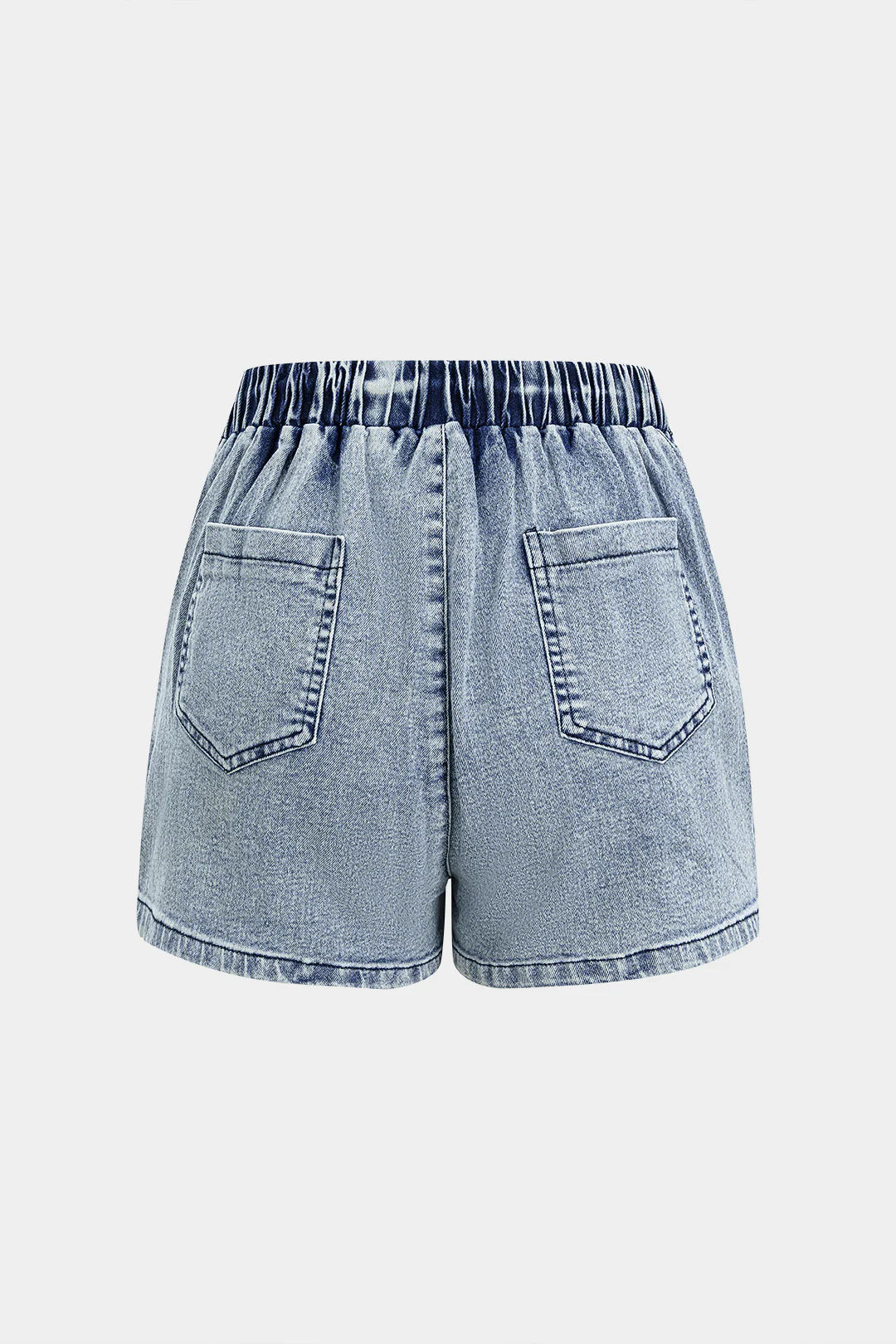 Denim Ruched Asymmetrical Shirred Waistband Pocket Skirt - Image 2