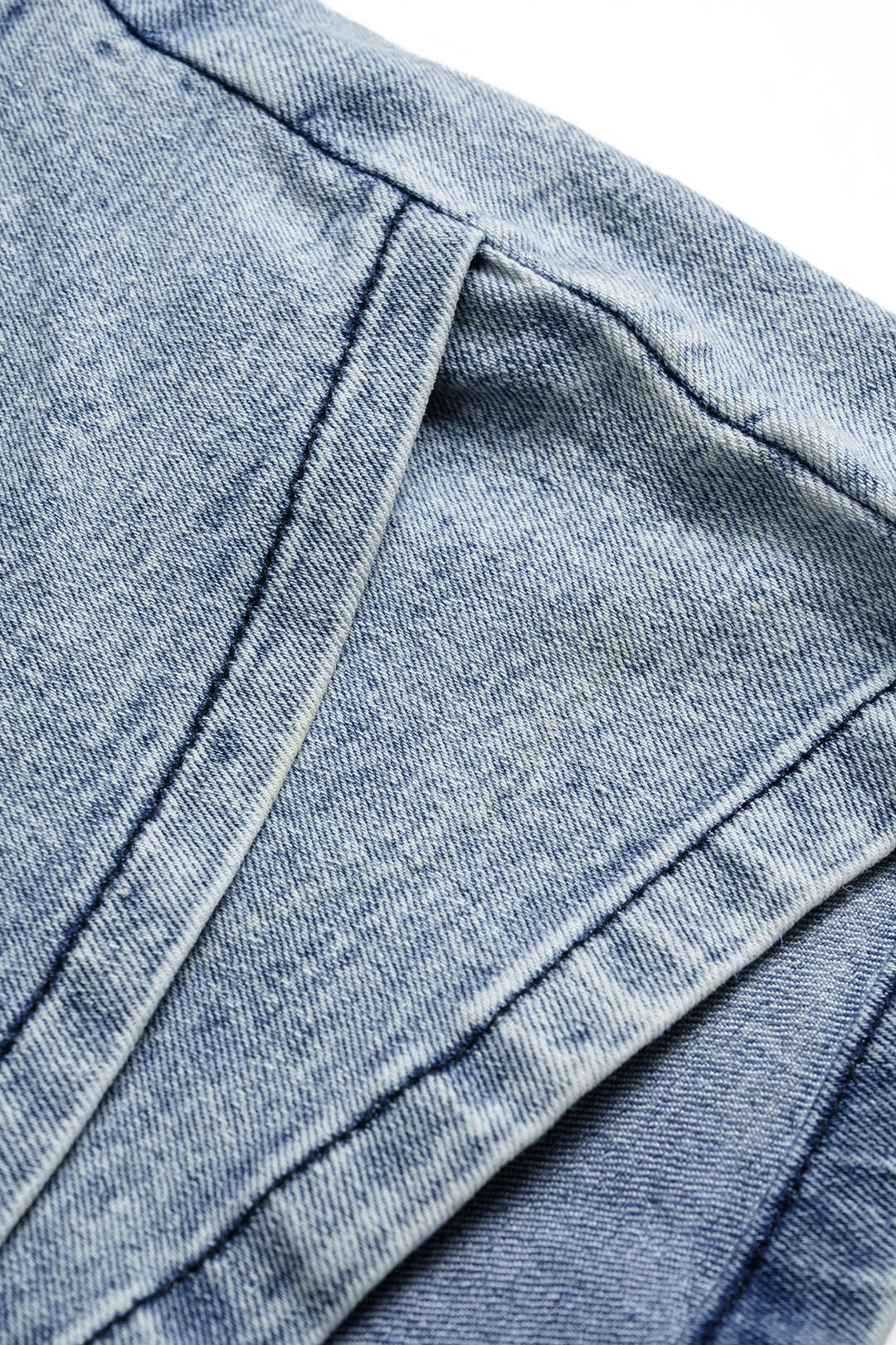 Denim Ruched Asymmetrical Shirred Waistband Pocket Skirt - Image 3