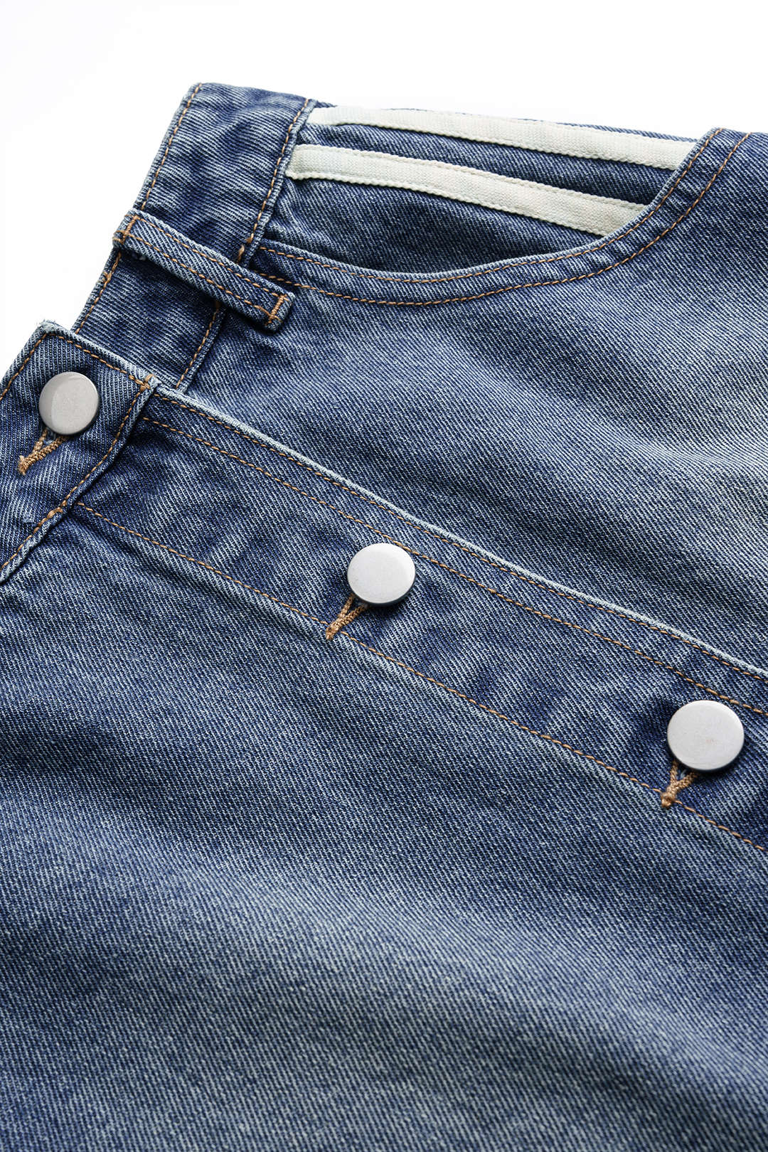 Denim Asymmetrical Seamdetail Button Skirt - Image 4