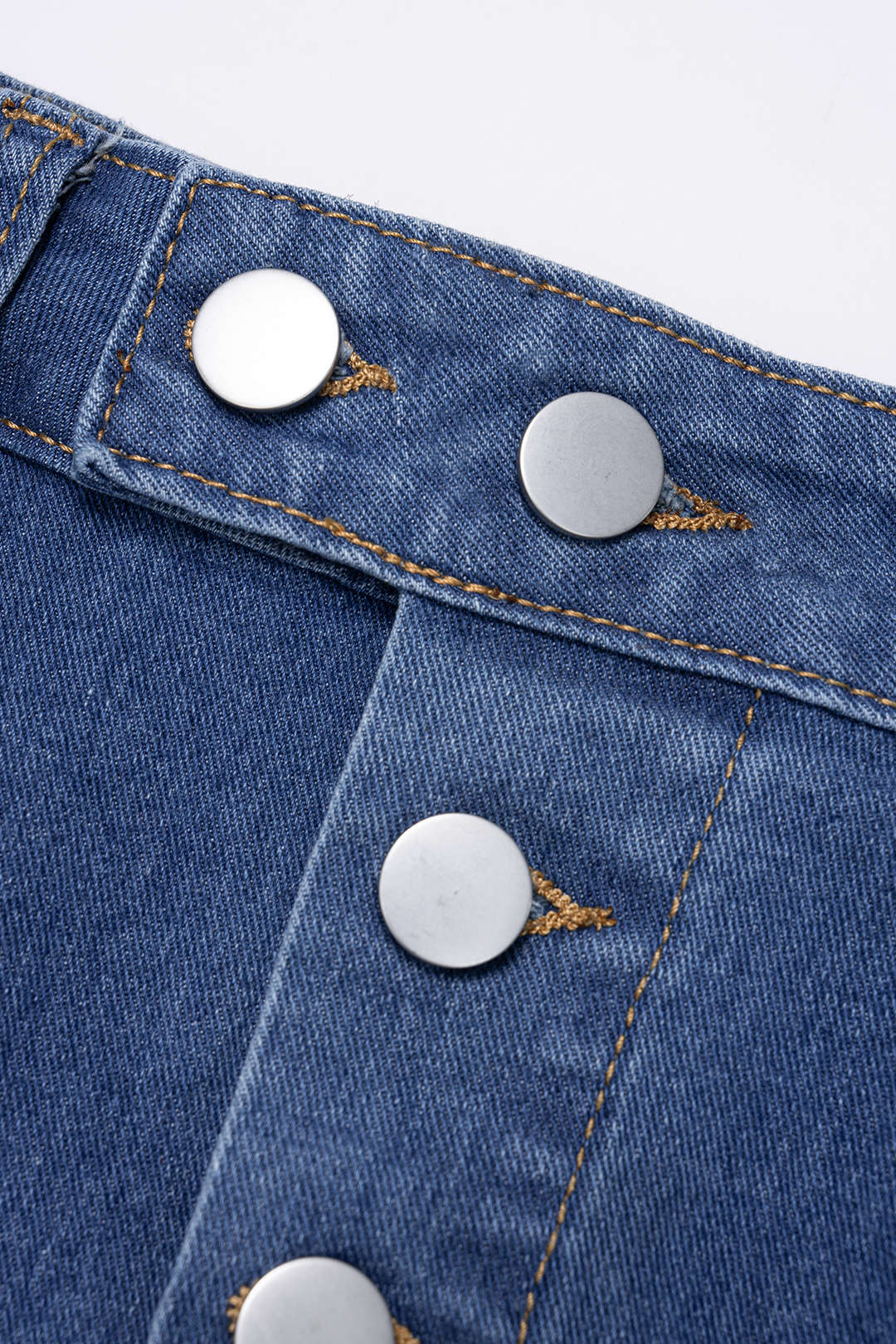 Denim Button Front High Waist Skirt - Image 3