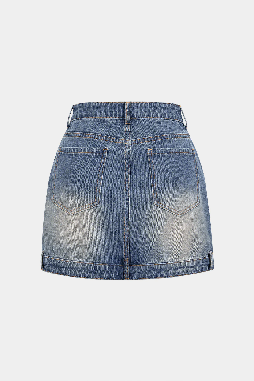 Denim Asymmetrical Button Skirt - Image 2