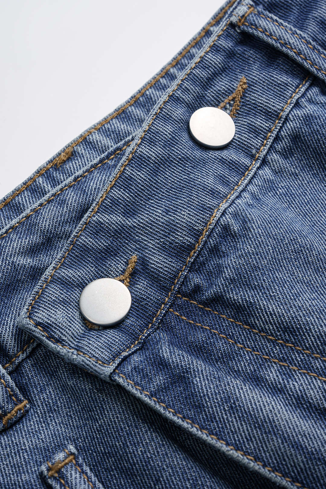 Denim Asymmetrical Button Skirt - Image 3