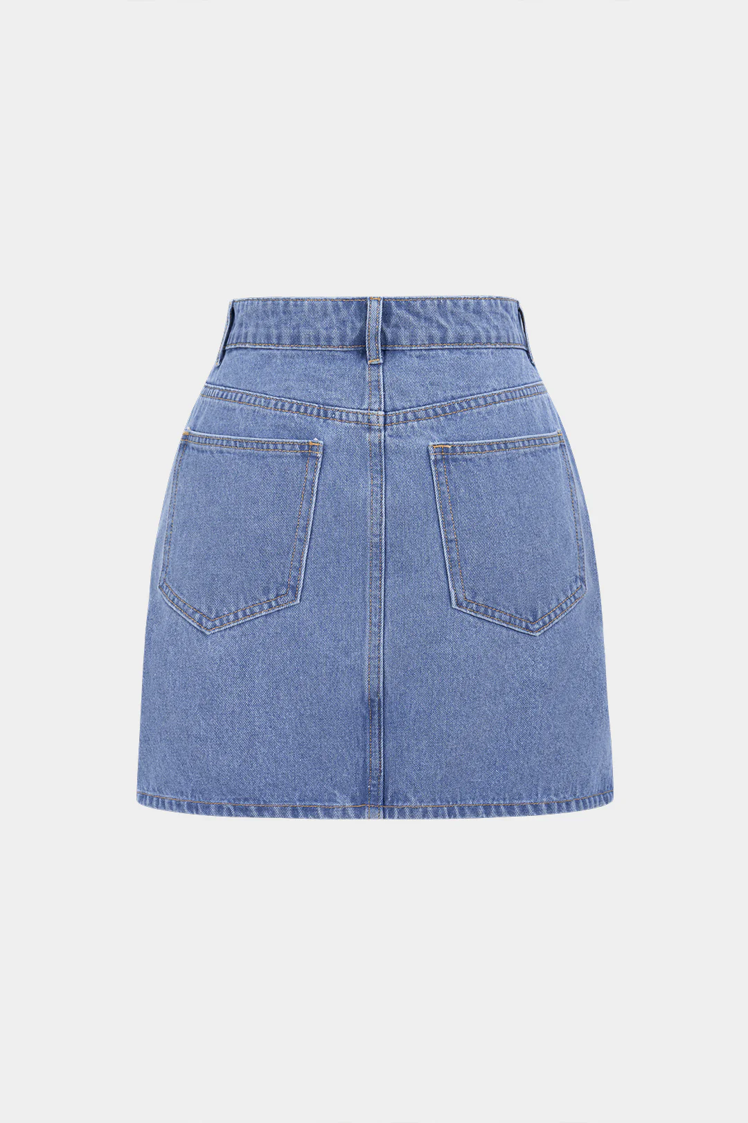 Denim Patchwork Asymmetrical Zipper Frayed Skirt - Image 2