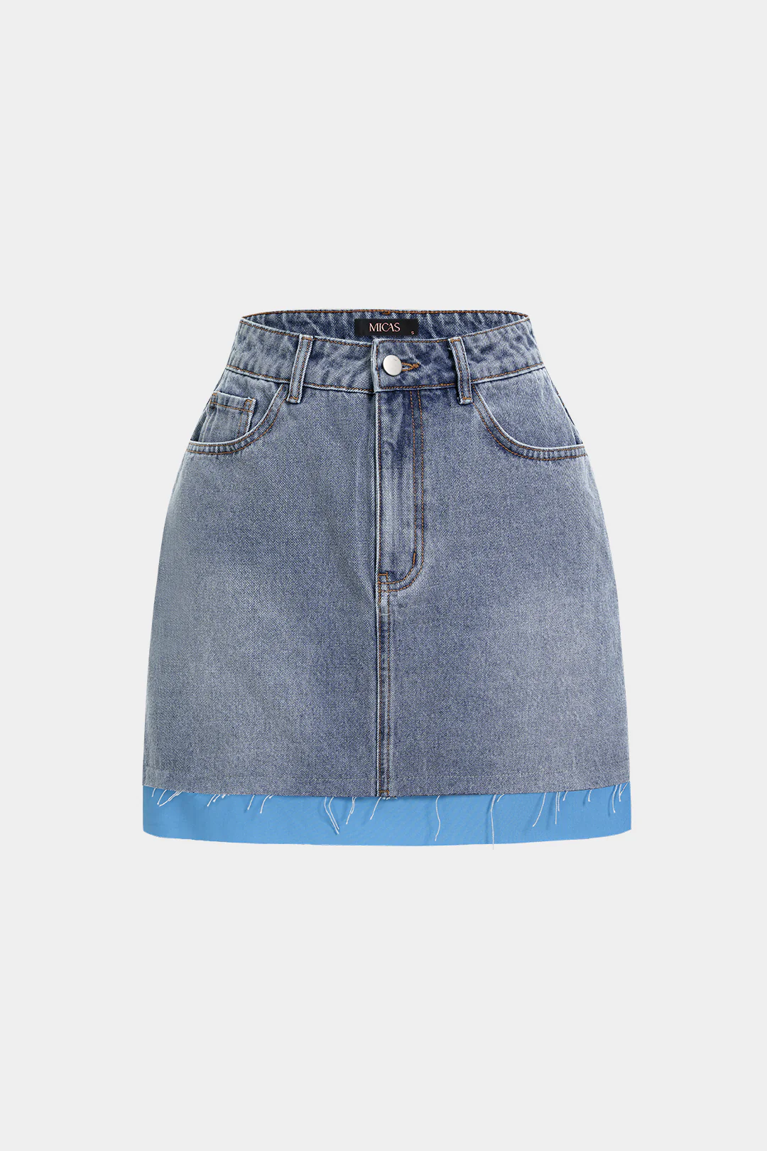 Denim Patchwork Pocket Skirt