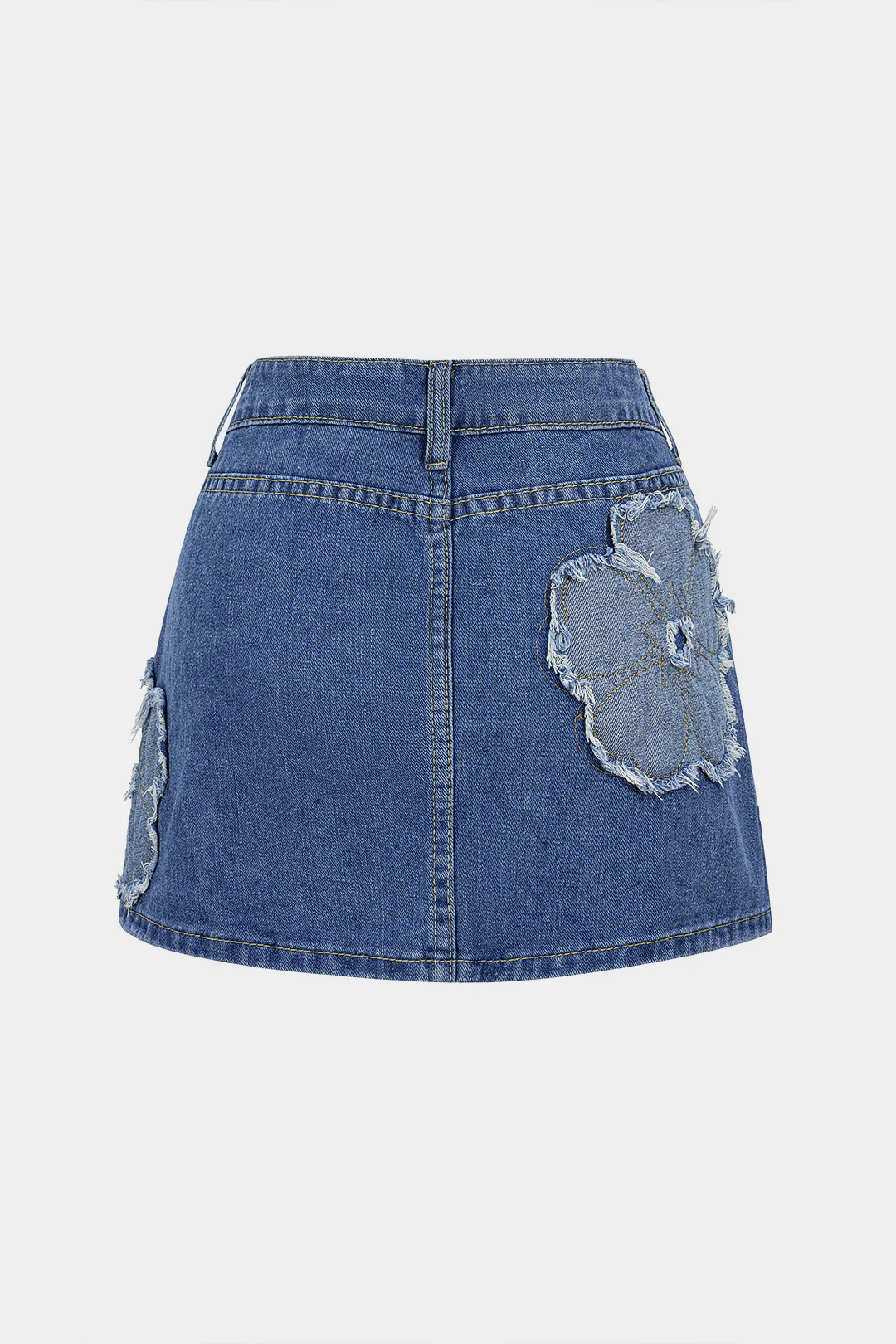 Denim Flower Applique High Waist Skirt - Image 2