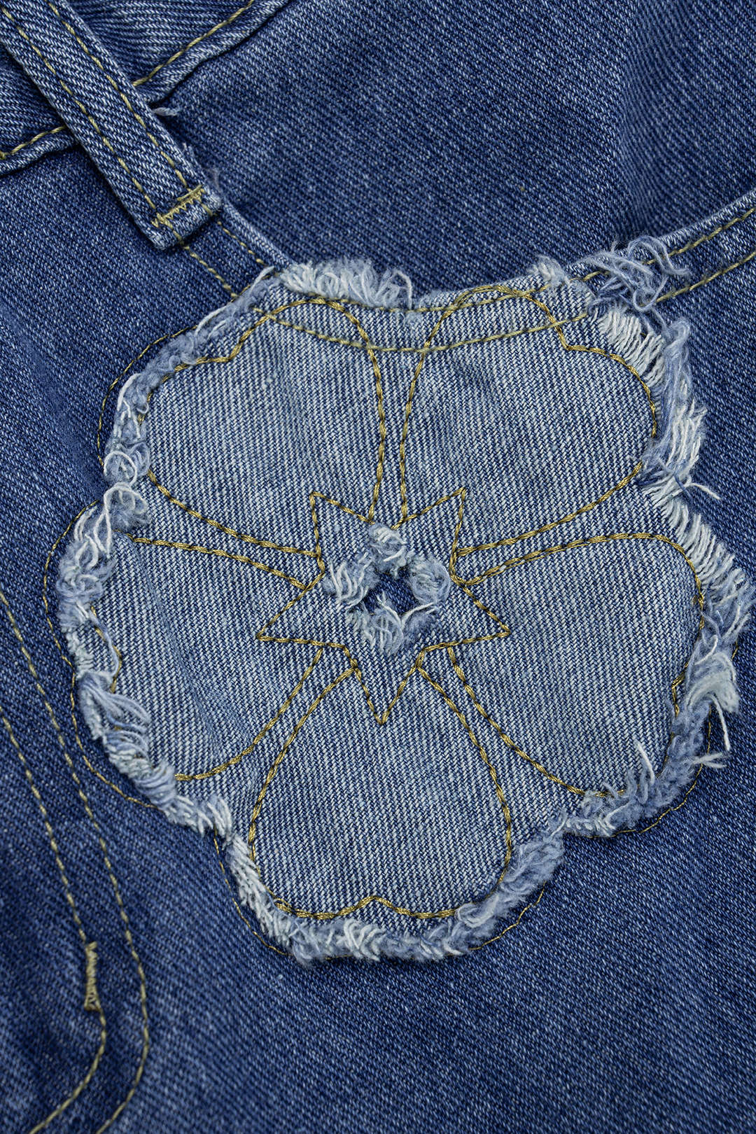 Denim Flower Applique High Waist Skirt - Image 3