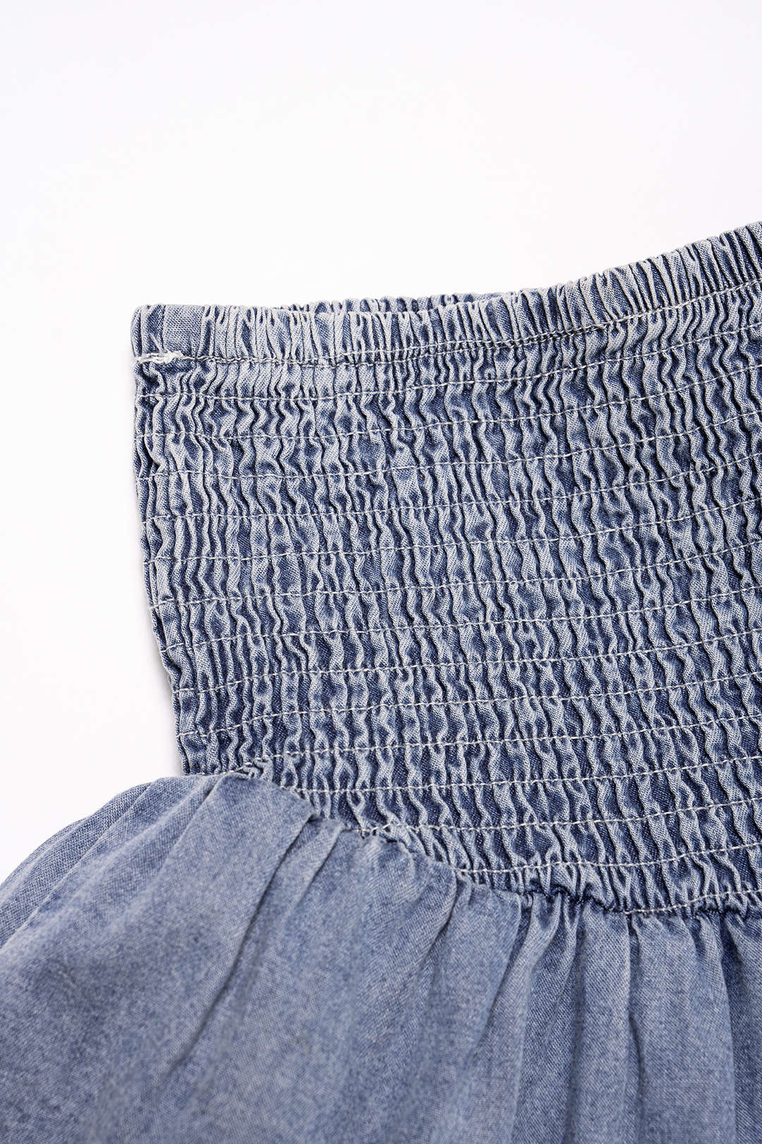 Denim Smocked Ruched Skirt - Image 3