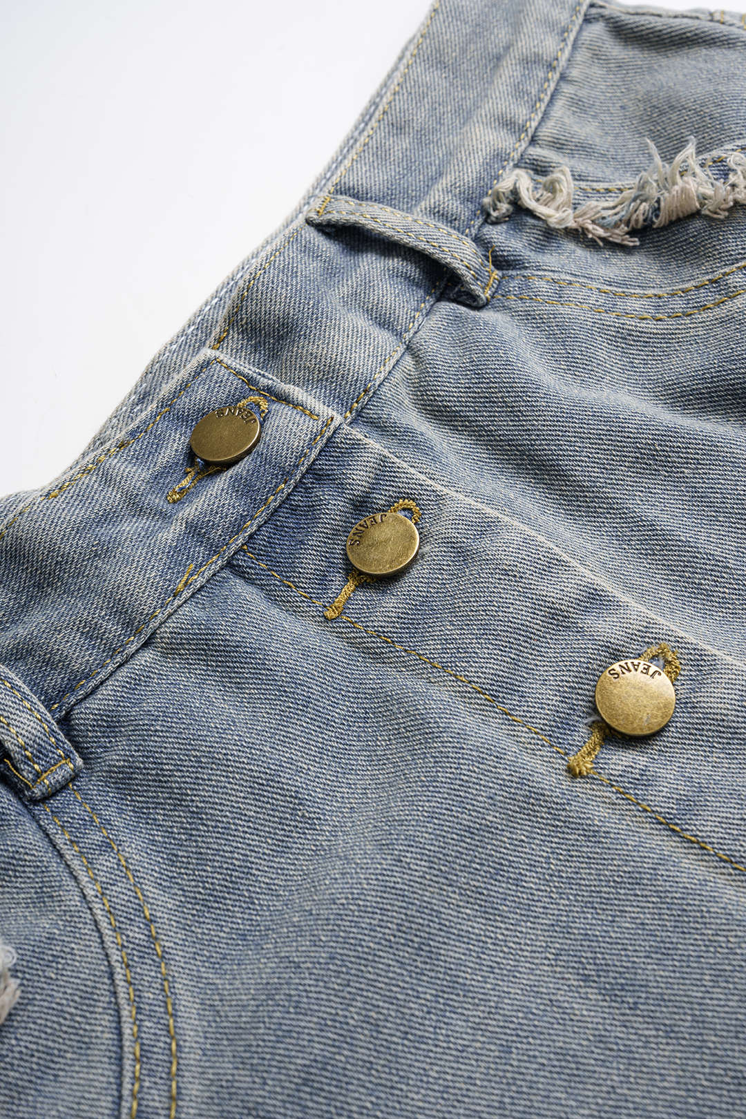 Denim Frayed Pocket High Waist Skirt - Image 3
