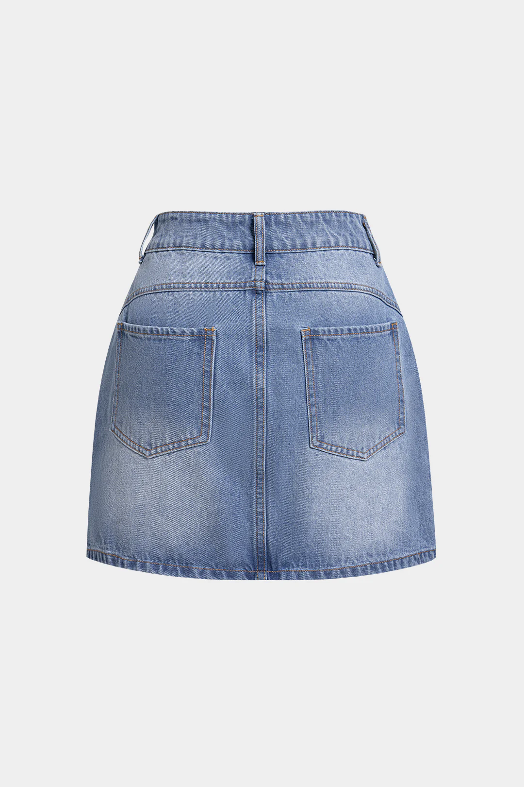 Denim Ripped Zipper Skirt - Image 2