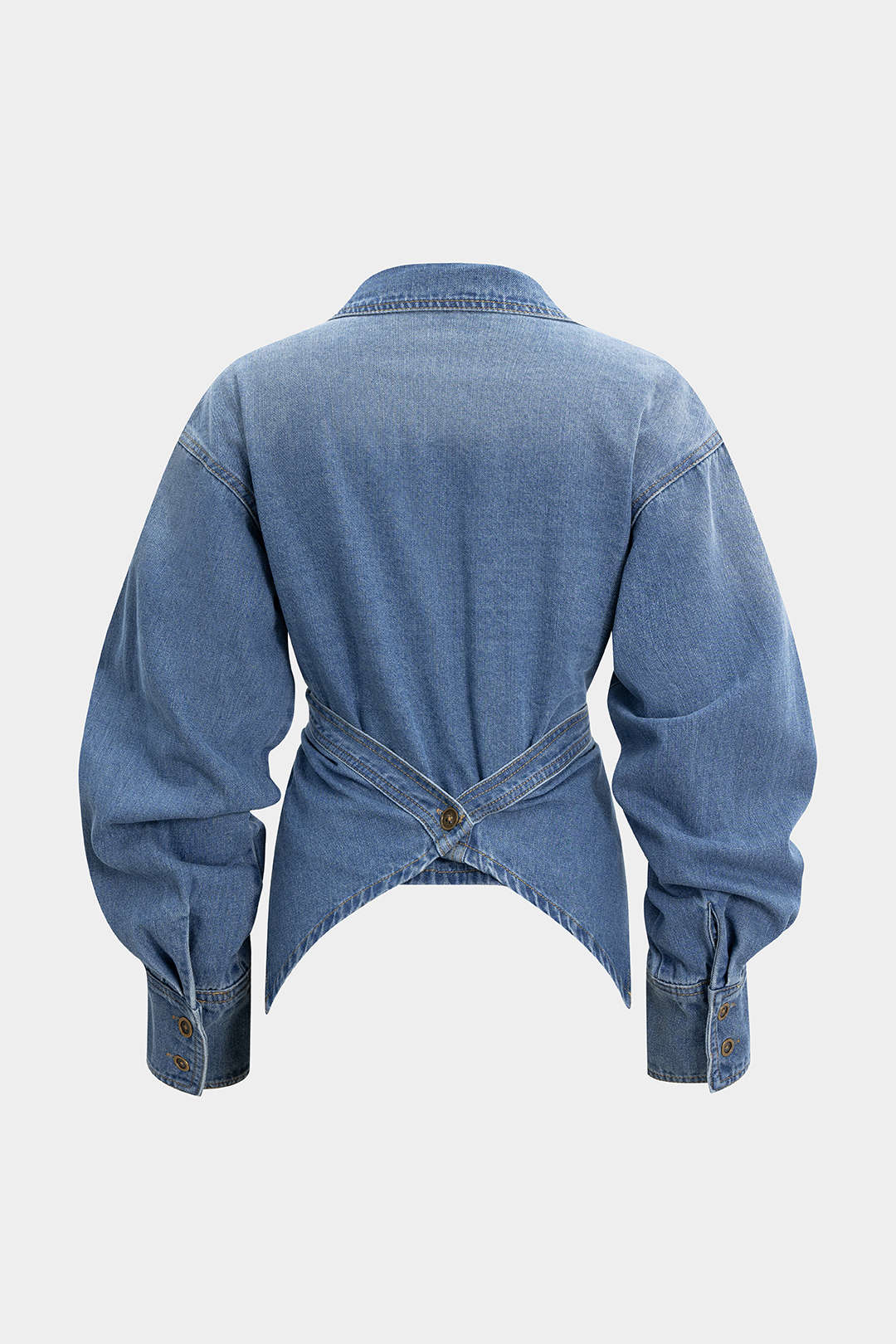 Denim Ruched Crossed Outerwear - Image 2