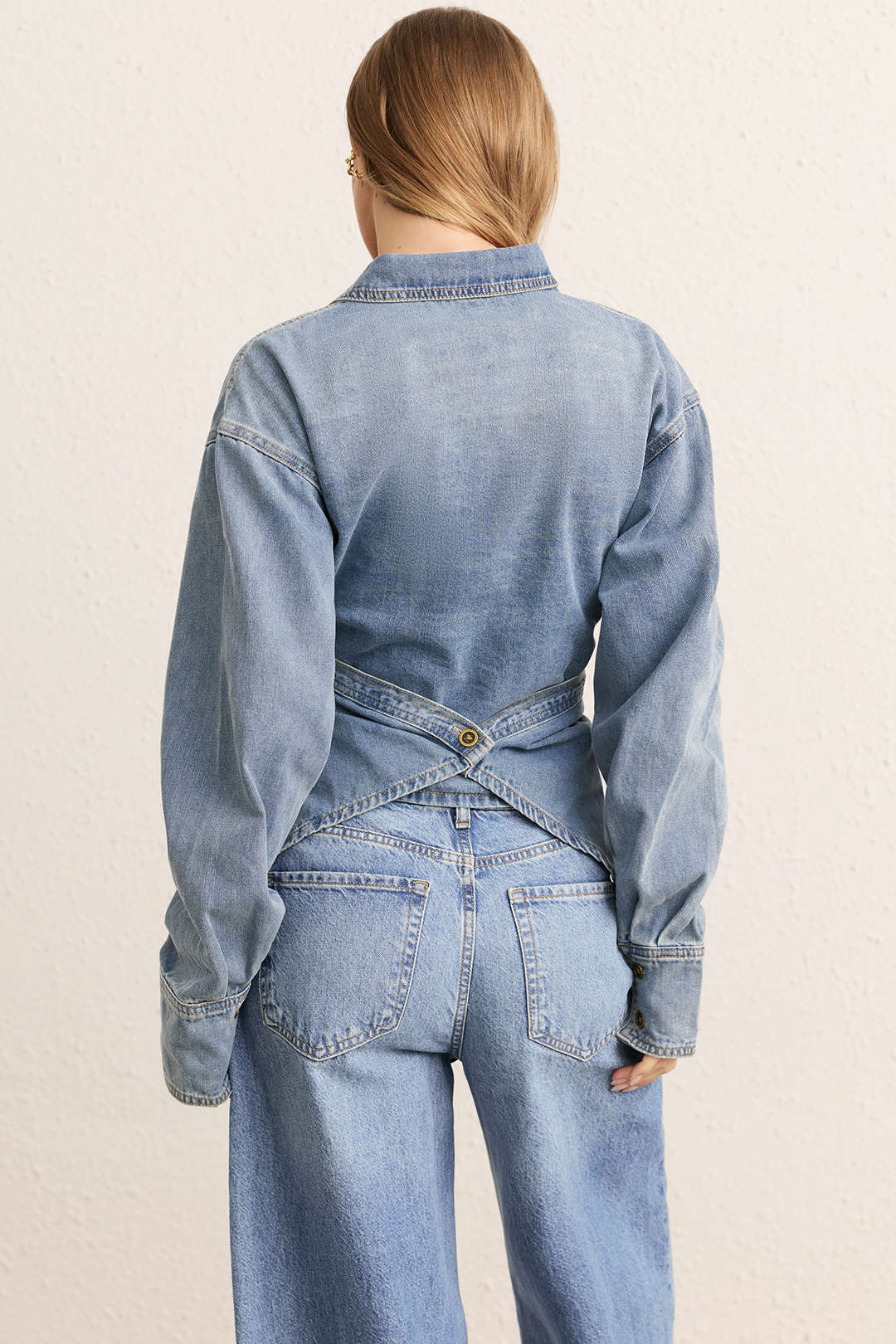 Denim Ruched Crossed Outerwear - Image 9