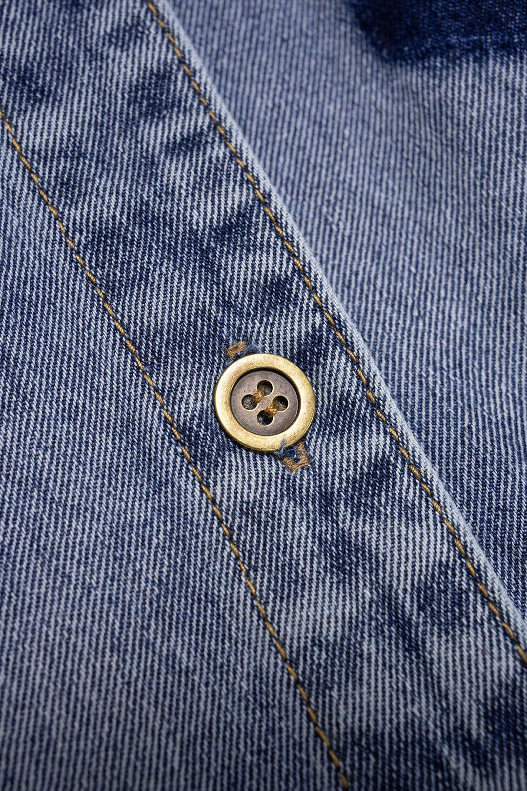 Denim Contrast Metallic Button Short Sleeve Top - Image 3
