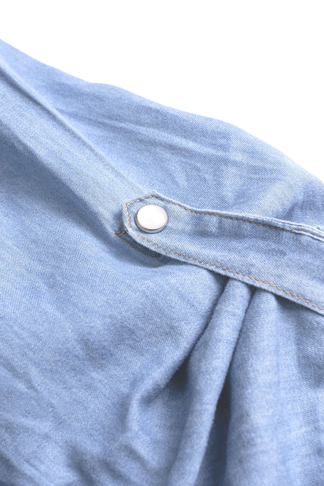 Denim Lapel Knotted Short Sleeve Shirt - Image 4