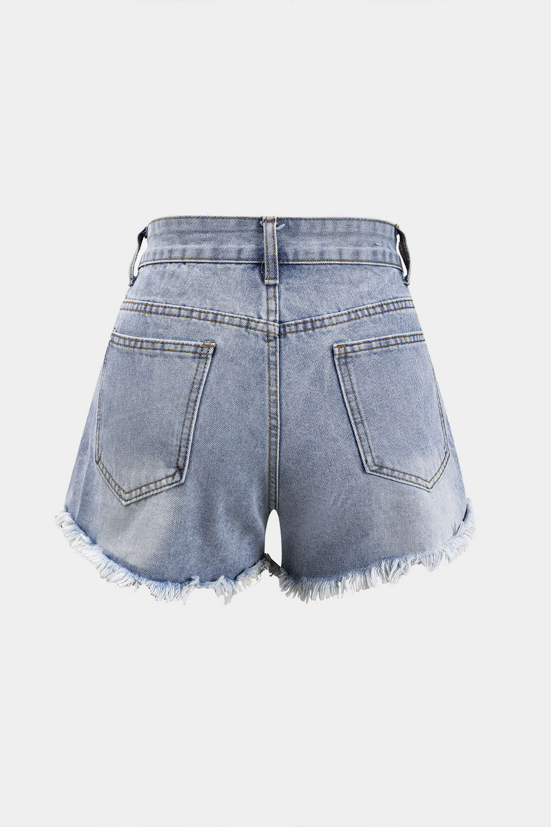 Denim High Waist Beaded Shorts - Image 2