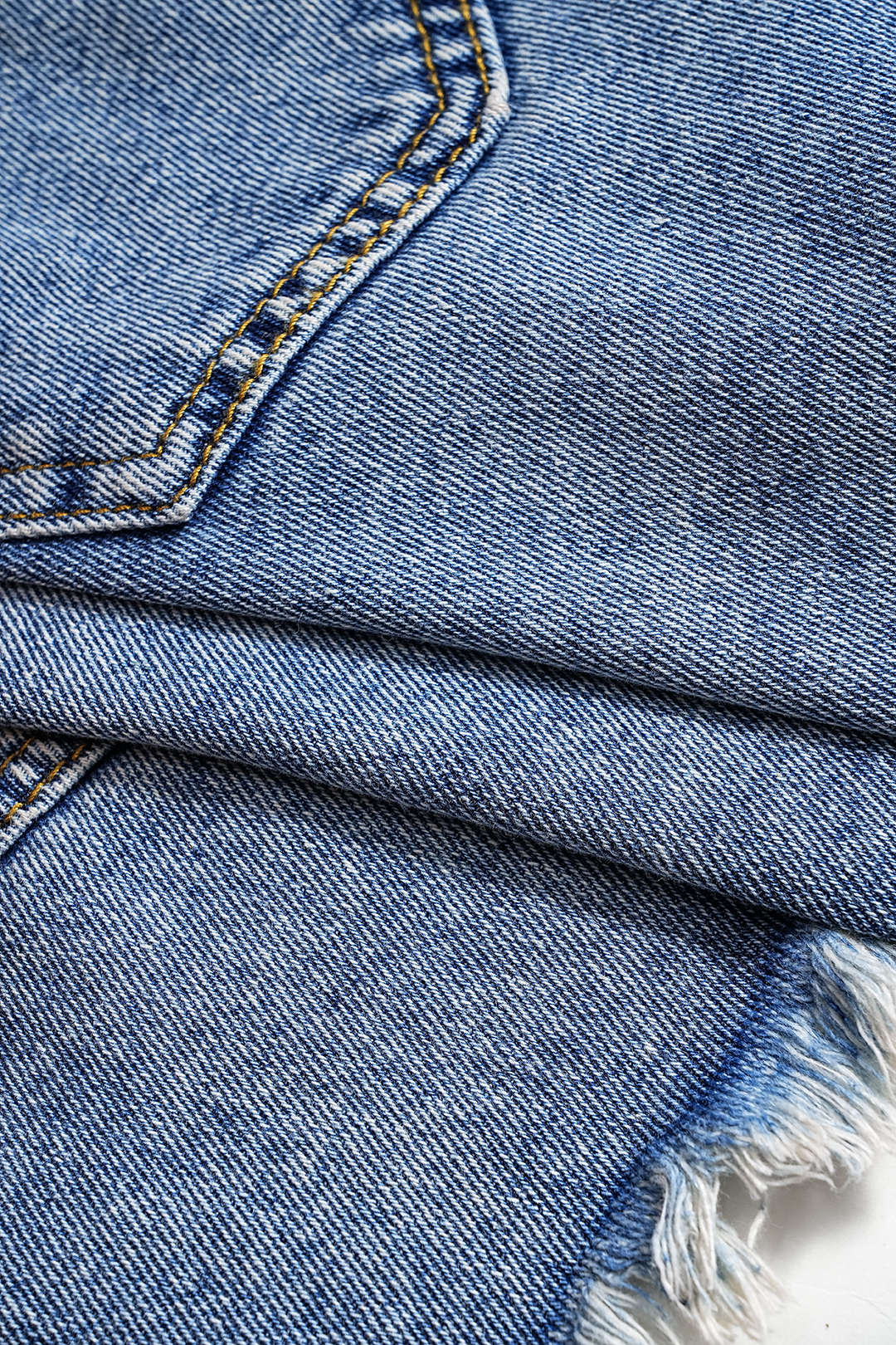 Denim Asymmetry Ripped Button Pocket Shorts - Image 7