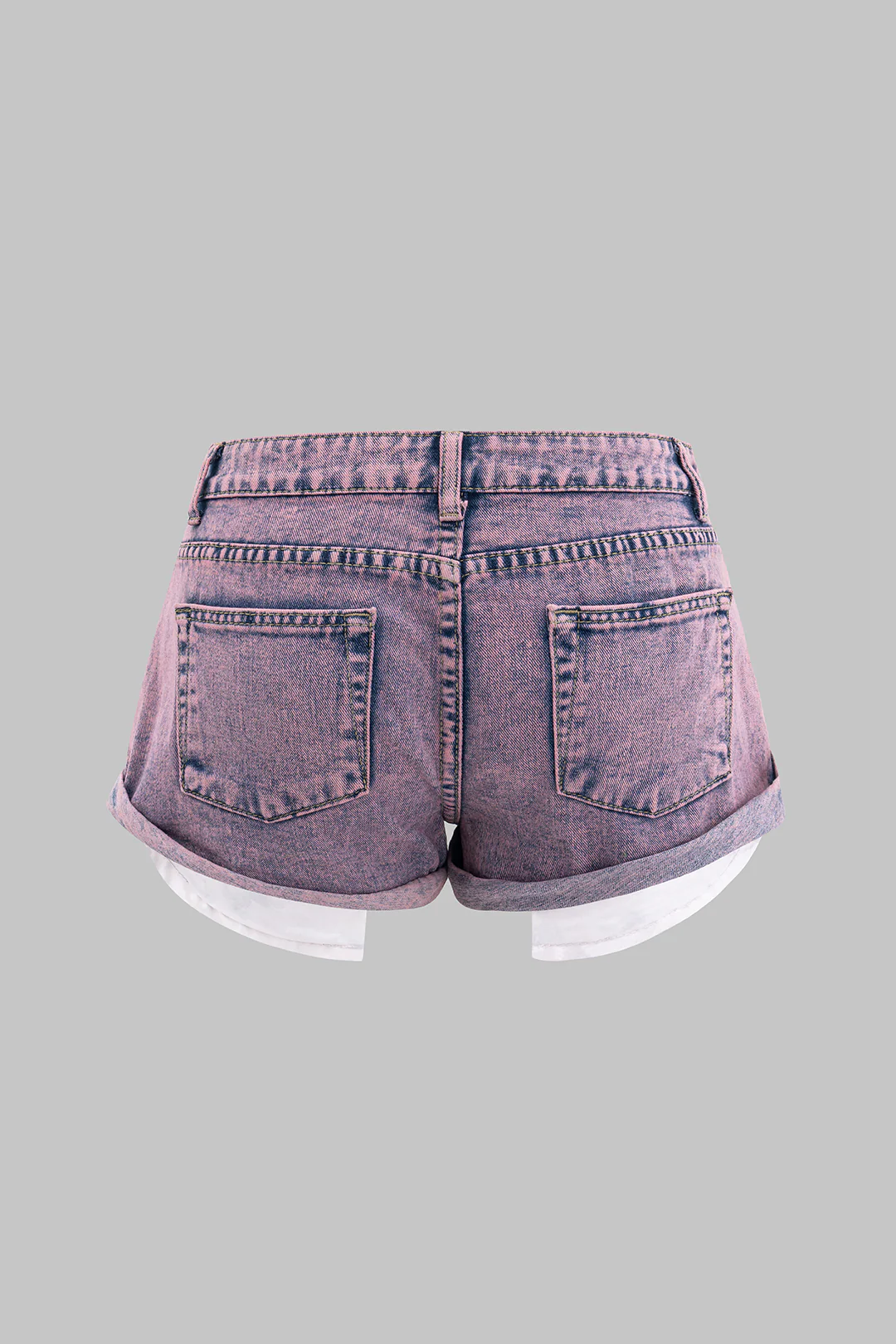 Denim Asymmetrical Ripped Pocket Shorts - Image 2