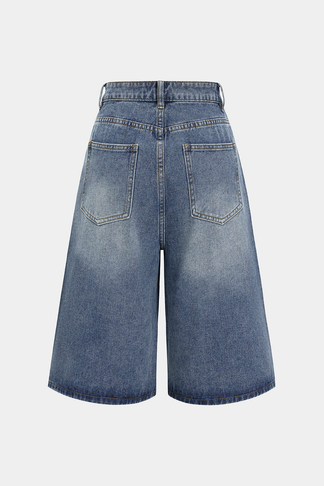 Denim Asymmetrical Button Shorts - Image 2