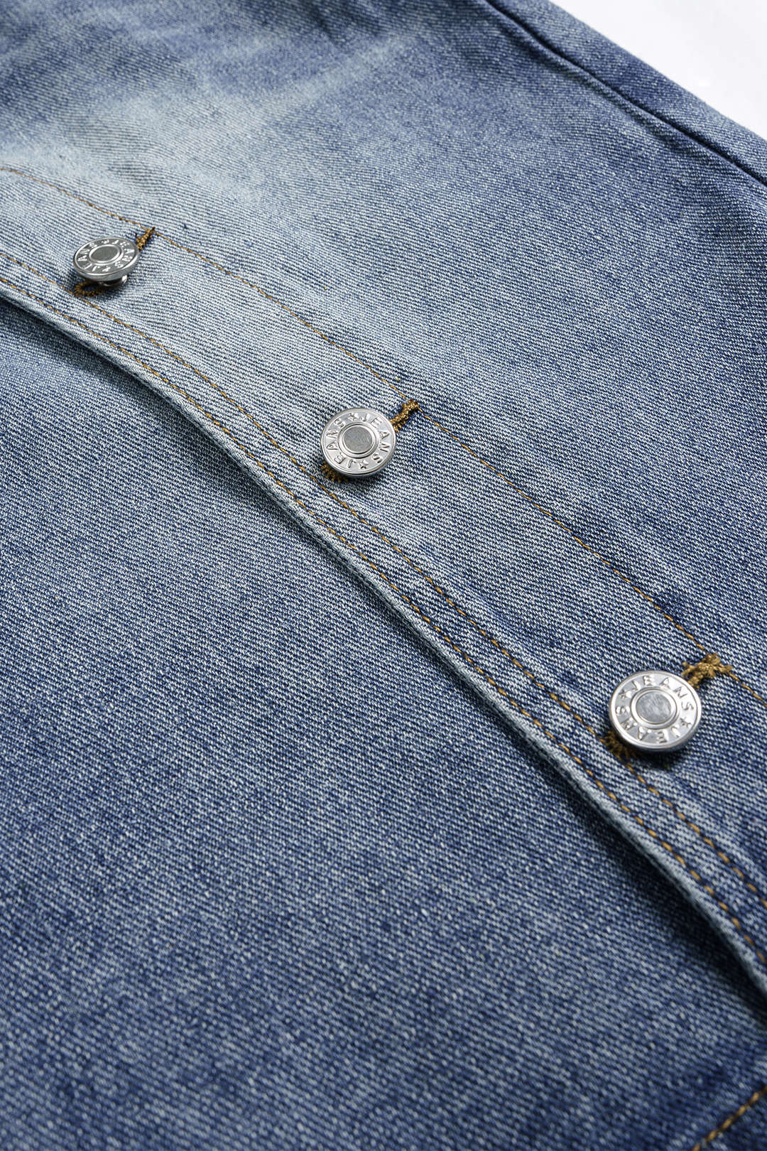 Denim Asymmetrical Button Shorts - Image 3