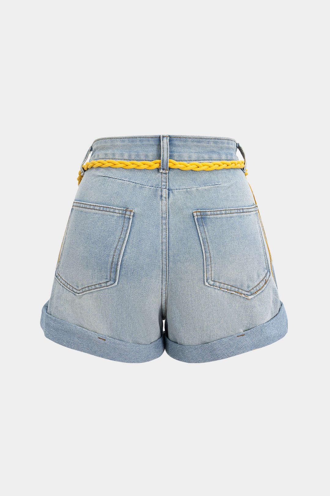 Denim High Waist Belted Wide Leg Shorts - Image 2