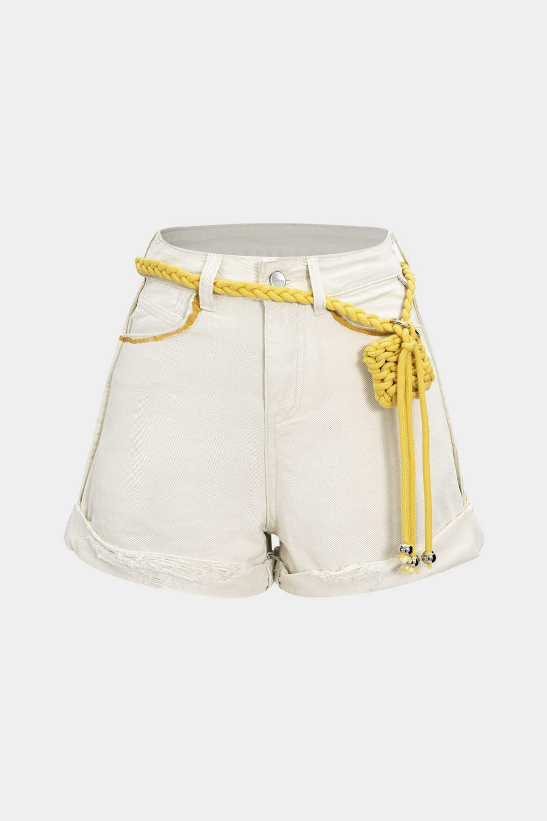 Denim High Waist Belted Wide Leg Shorts - Image 6