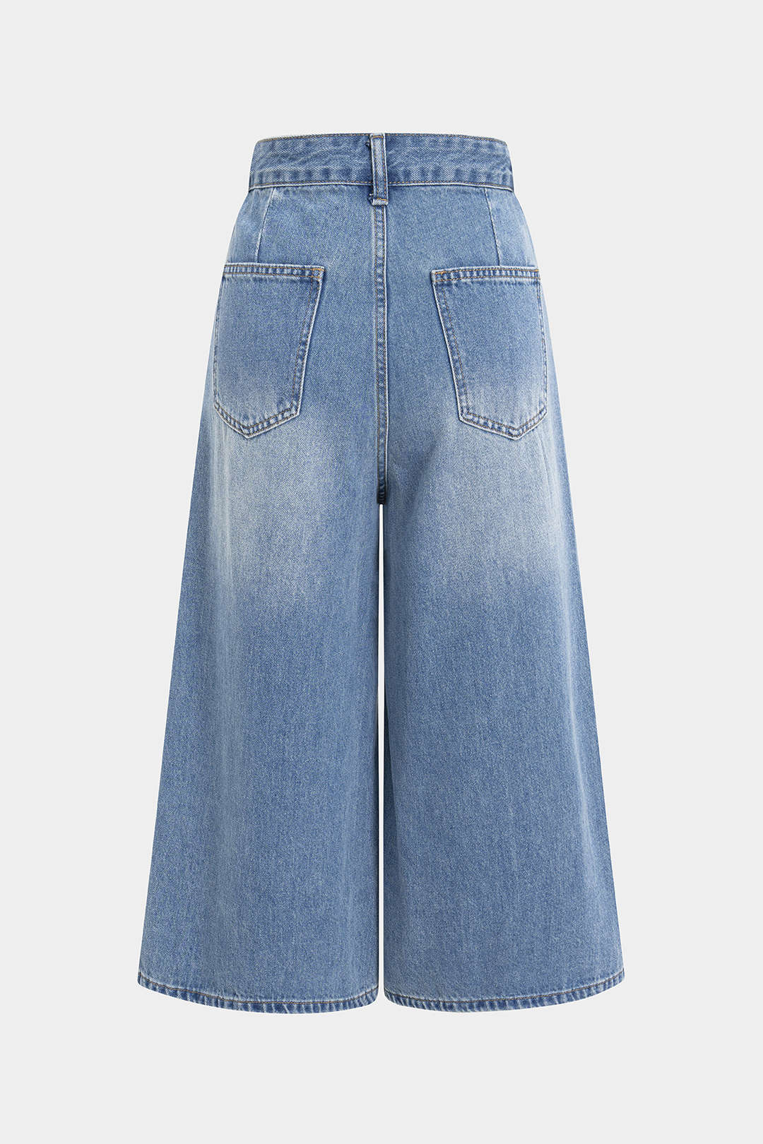 Denim Patchwork Asymmetrical Jorts - Image 2