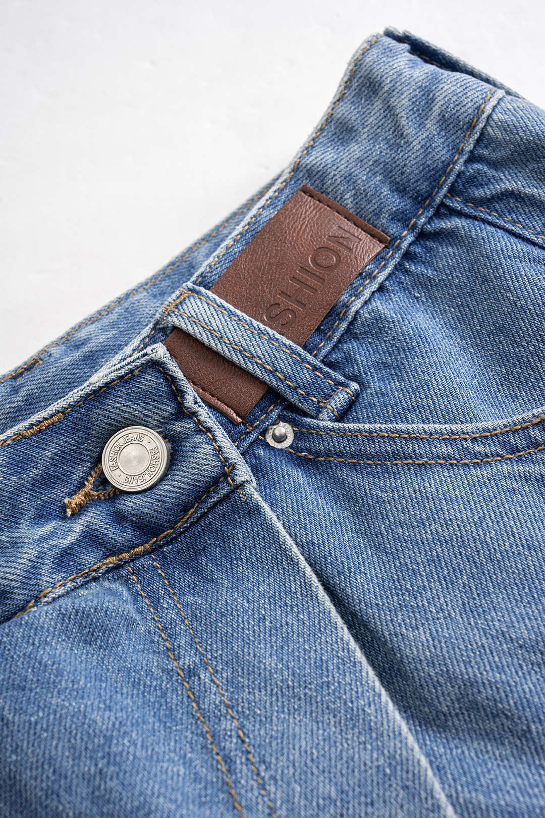 Denim Patchwork Asymmetrical Jorts - Image 3