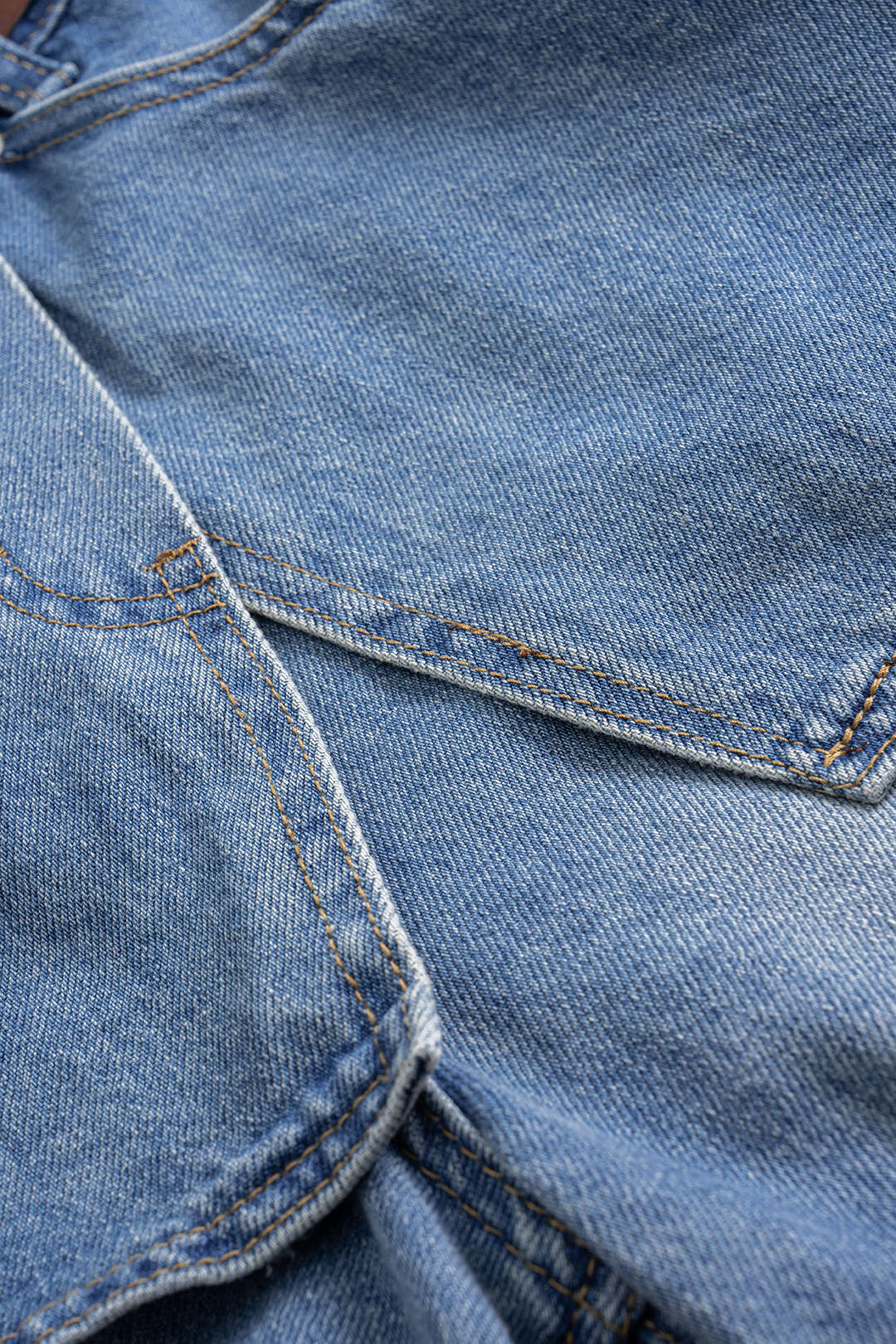 Denim Patchwork Asymmetrical Jorts - Image 4