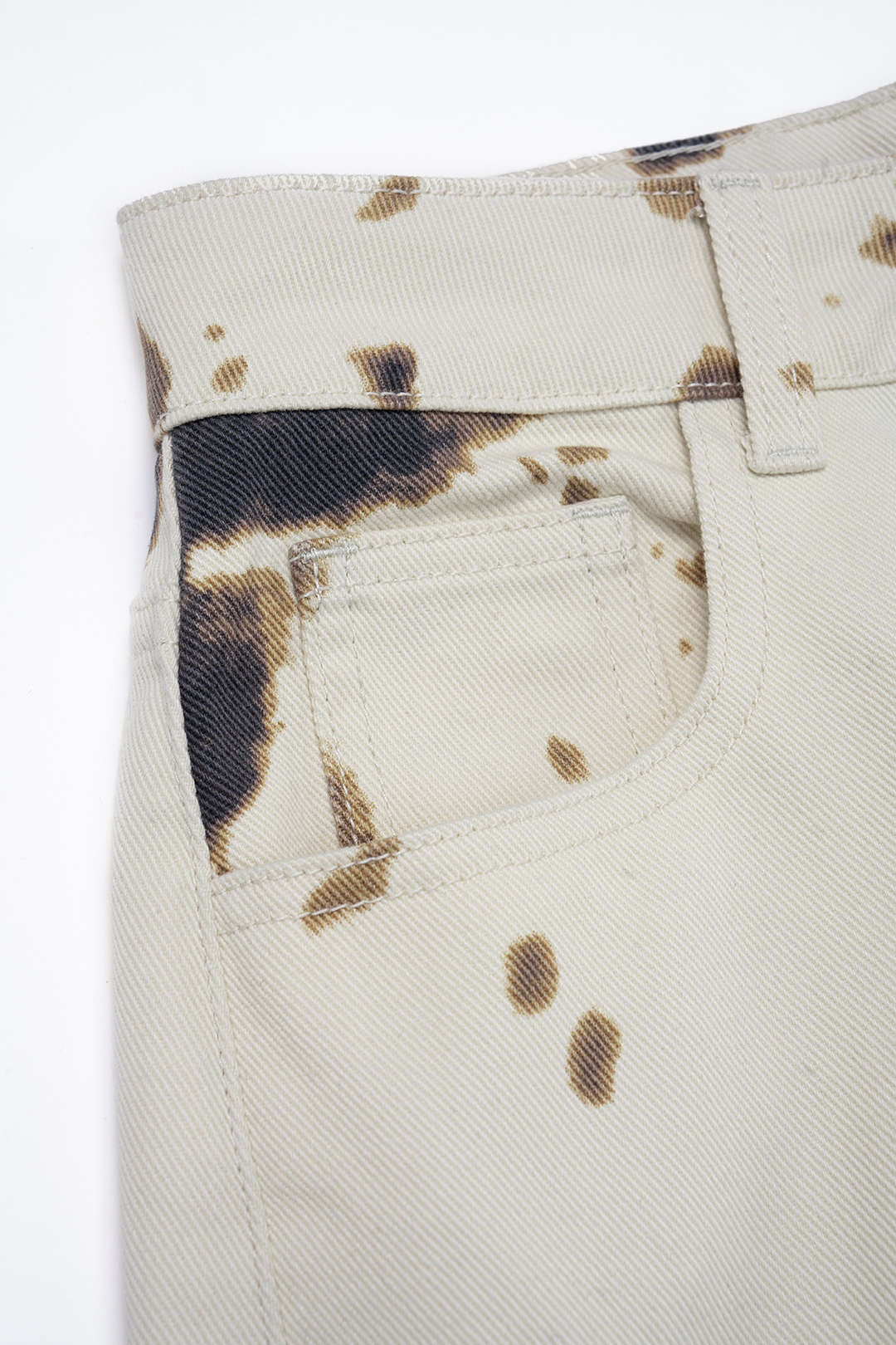 Denim Cow Print High Waist Shorts - Image 3