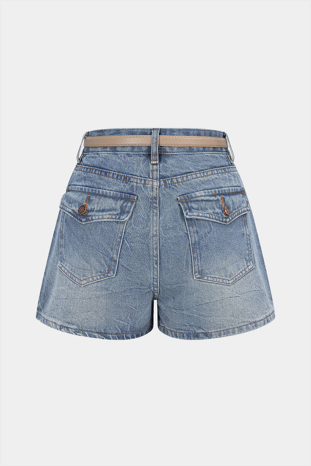 Denim Belted High Waist Shorts - Image 2